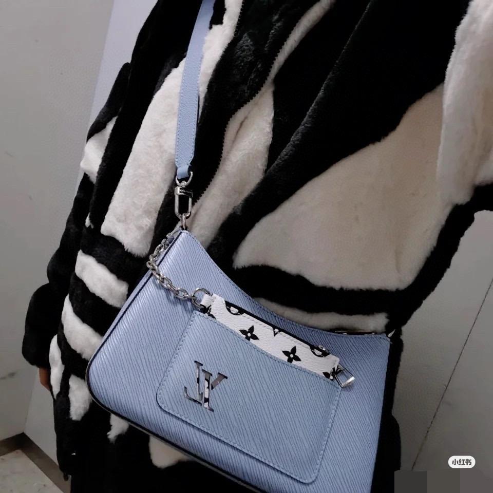 LV 黑色水波紋 epi皮革 MARELLE 手袋 25cm