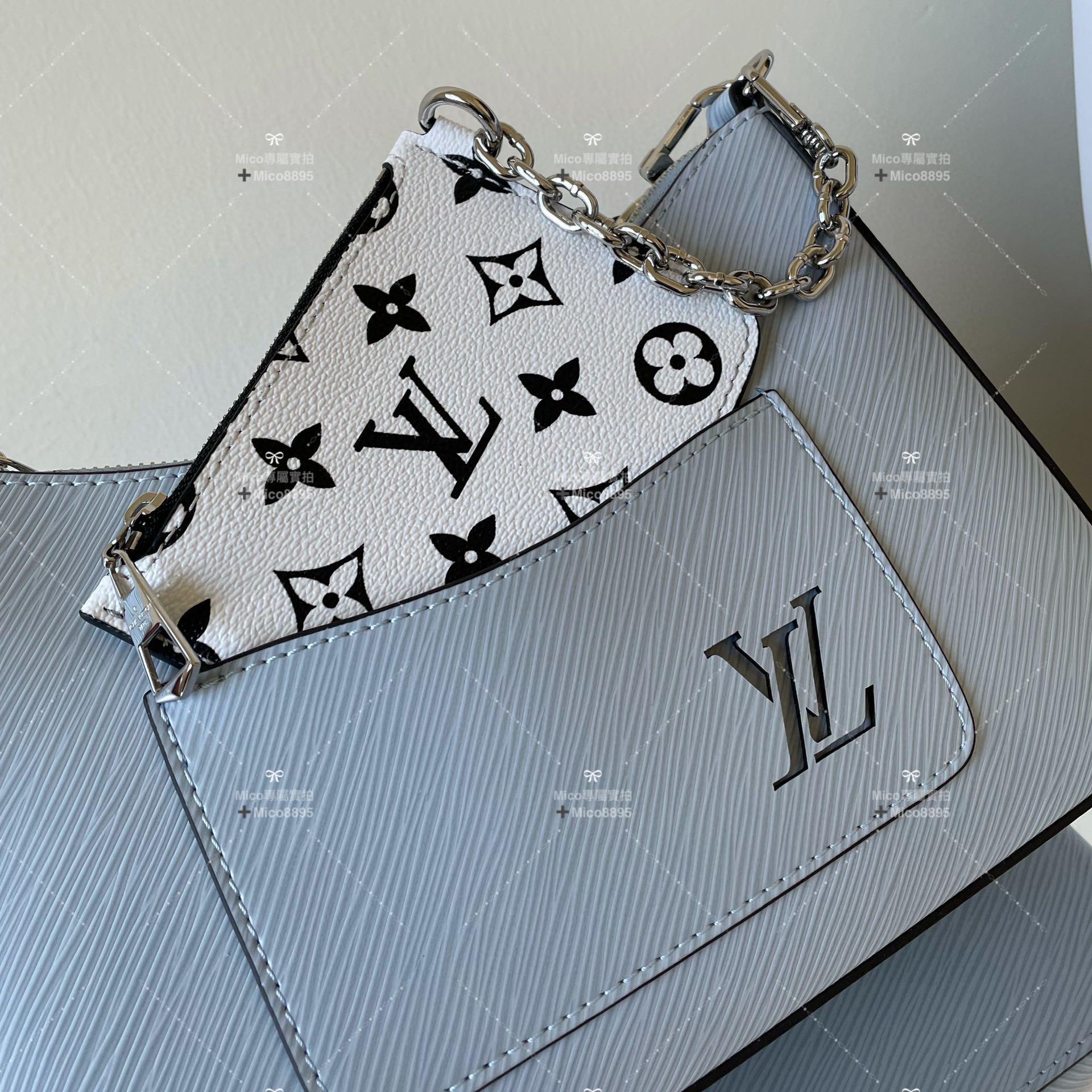 LV 黑色水波紋 epi皮革 MARELLE 手袋 25cm