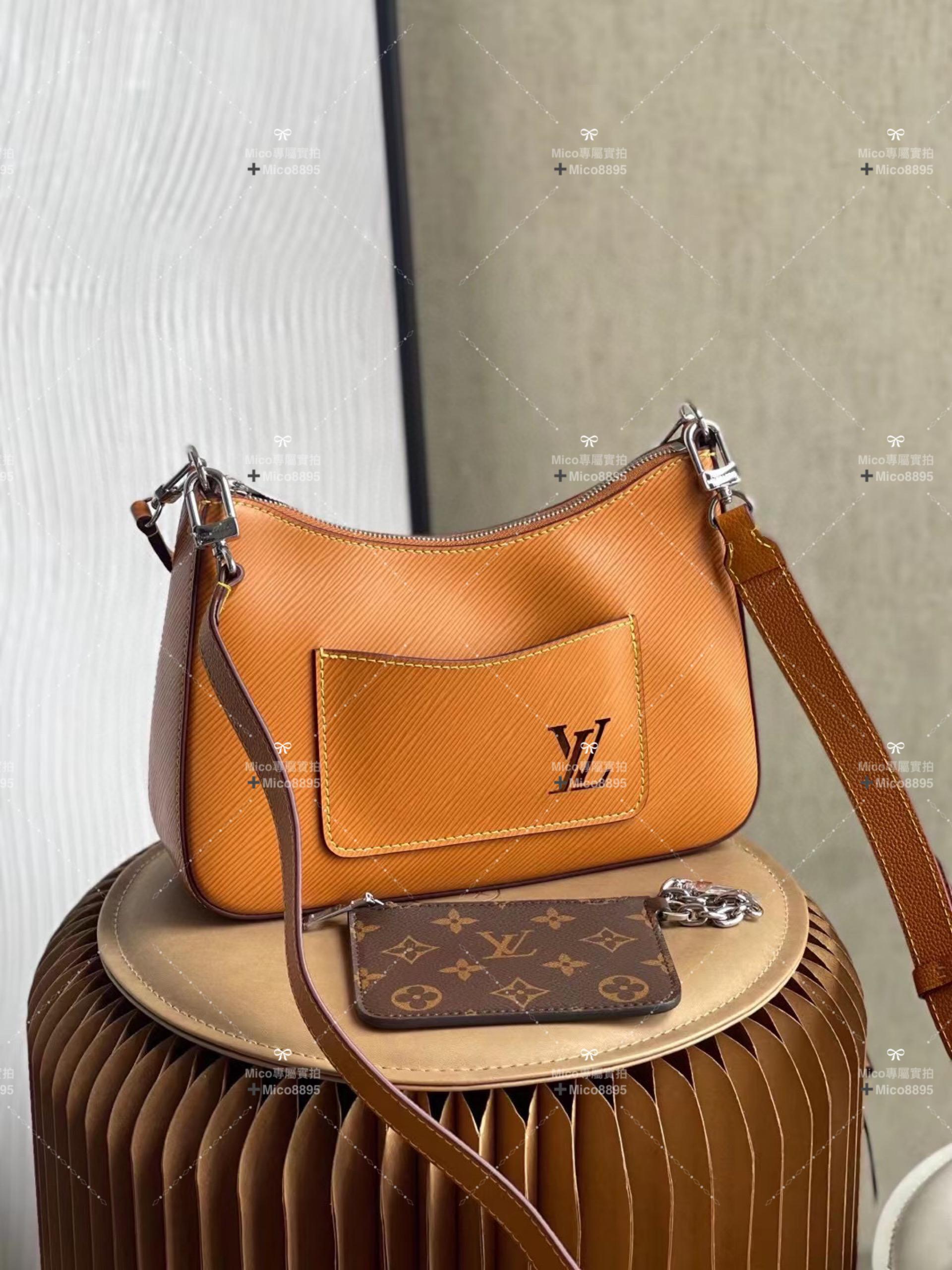 LV 蜜糖棕 水波紋 epi皮革 MARELLE 手袋 25cm