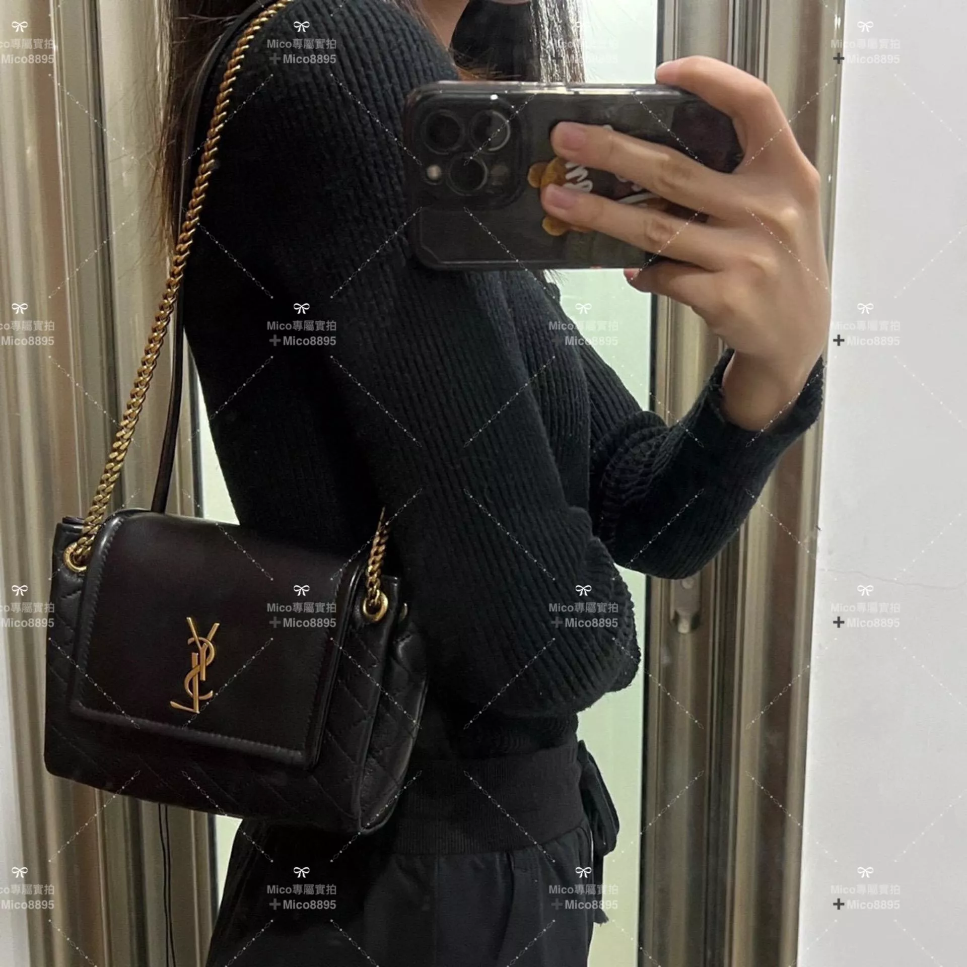 YSL Saint Laurent 小羊皮 Mini Nolita 復古翻蓋信封包/斜跨包 18cm