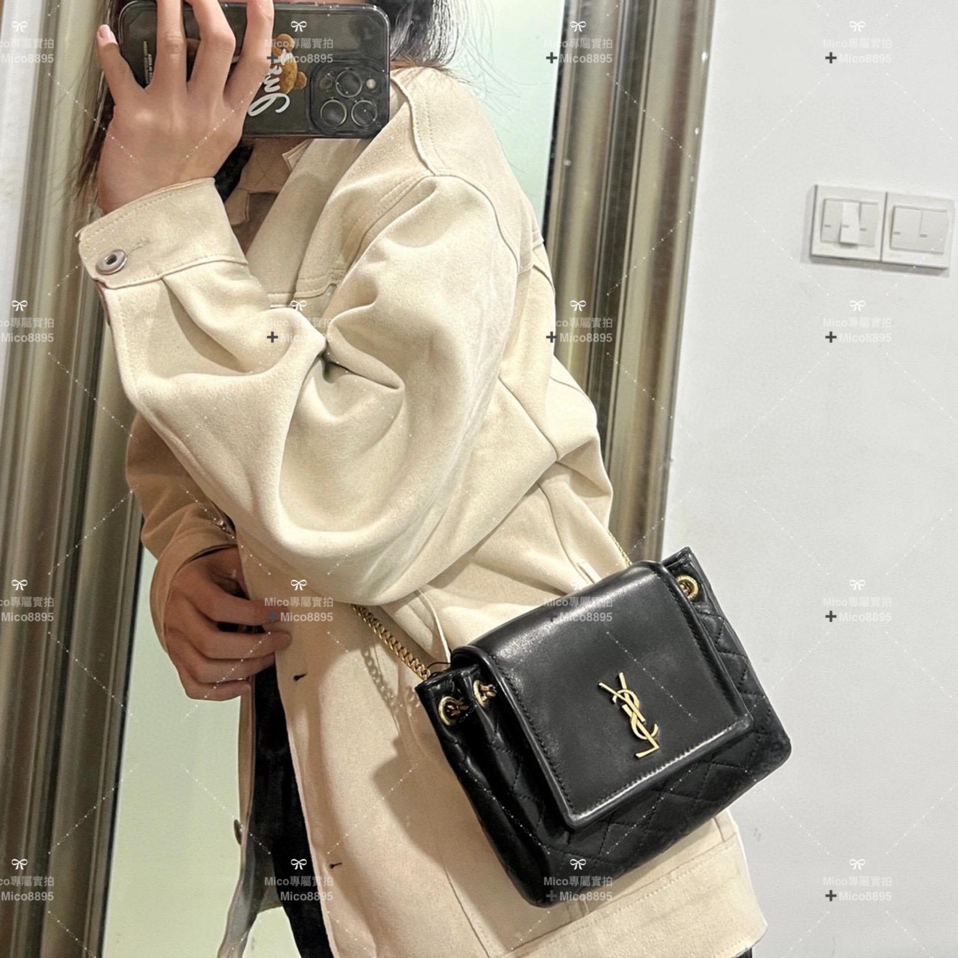 YSL Saint Laurent 小羊皮 Mini Nolita 復古翻蓋信封包/斜跨包 18cm