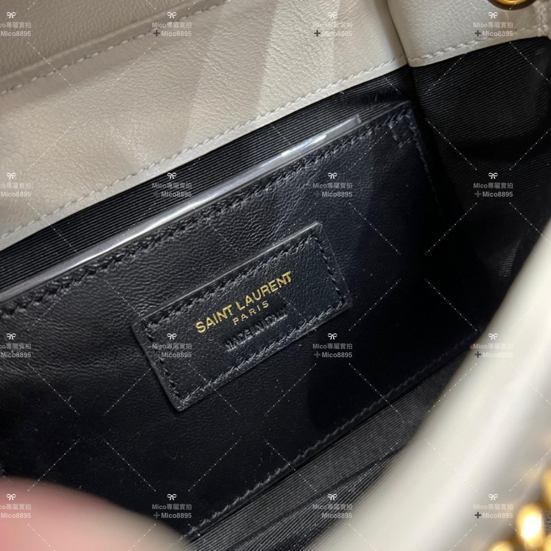 YSL Saint Laurent 白色小羊皮 Mini Nolita 復古翻蓋信封包/斜跨包 18cm