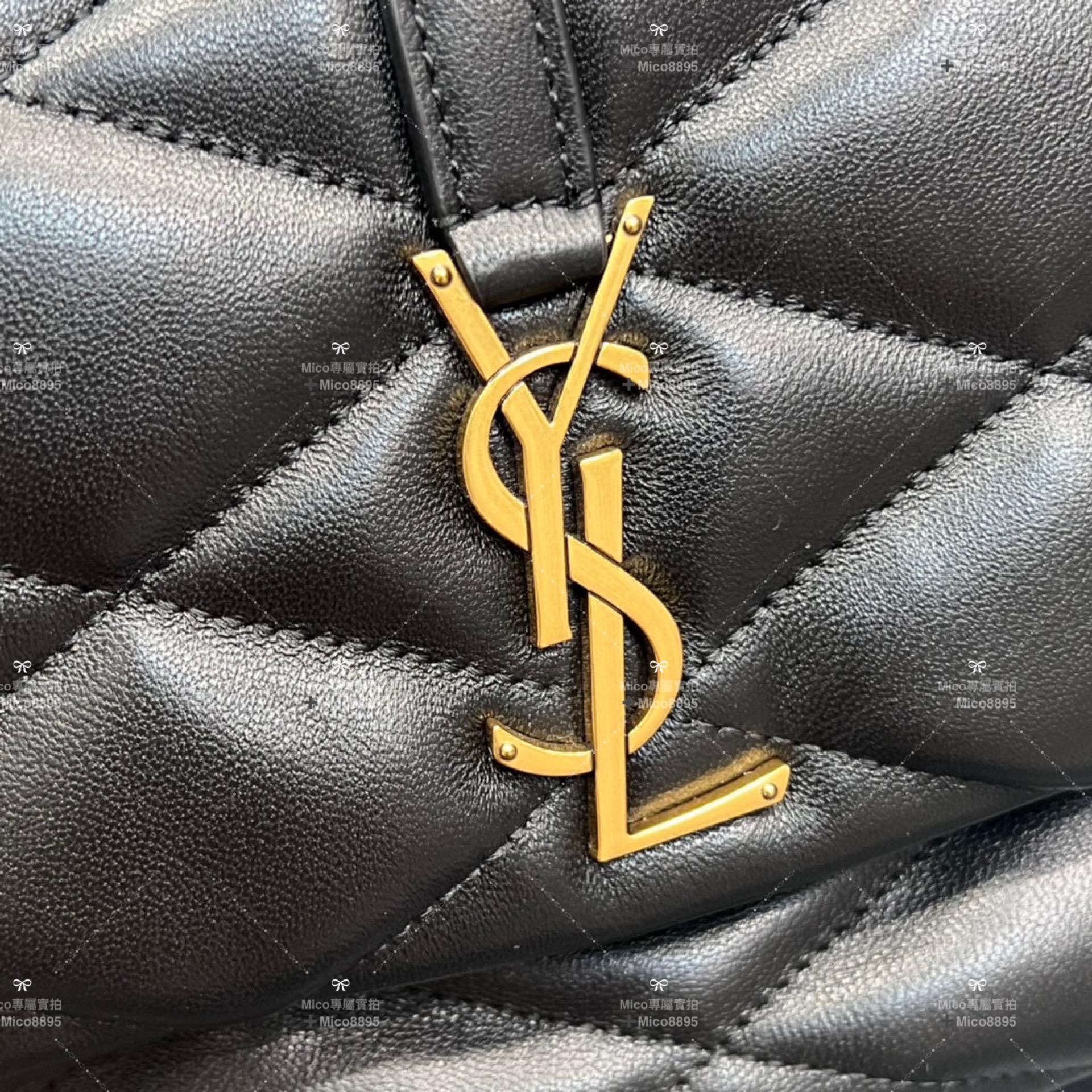 YSL Saint Laurent LE 57系列 黑色 小羊皮絎縫腋下包/肩背包 24cm