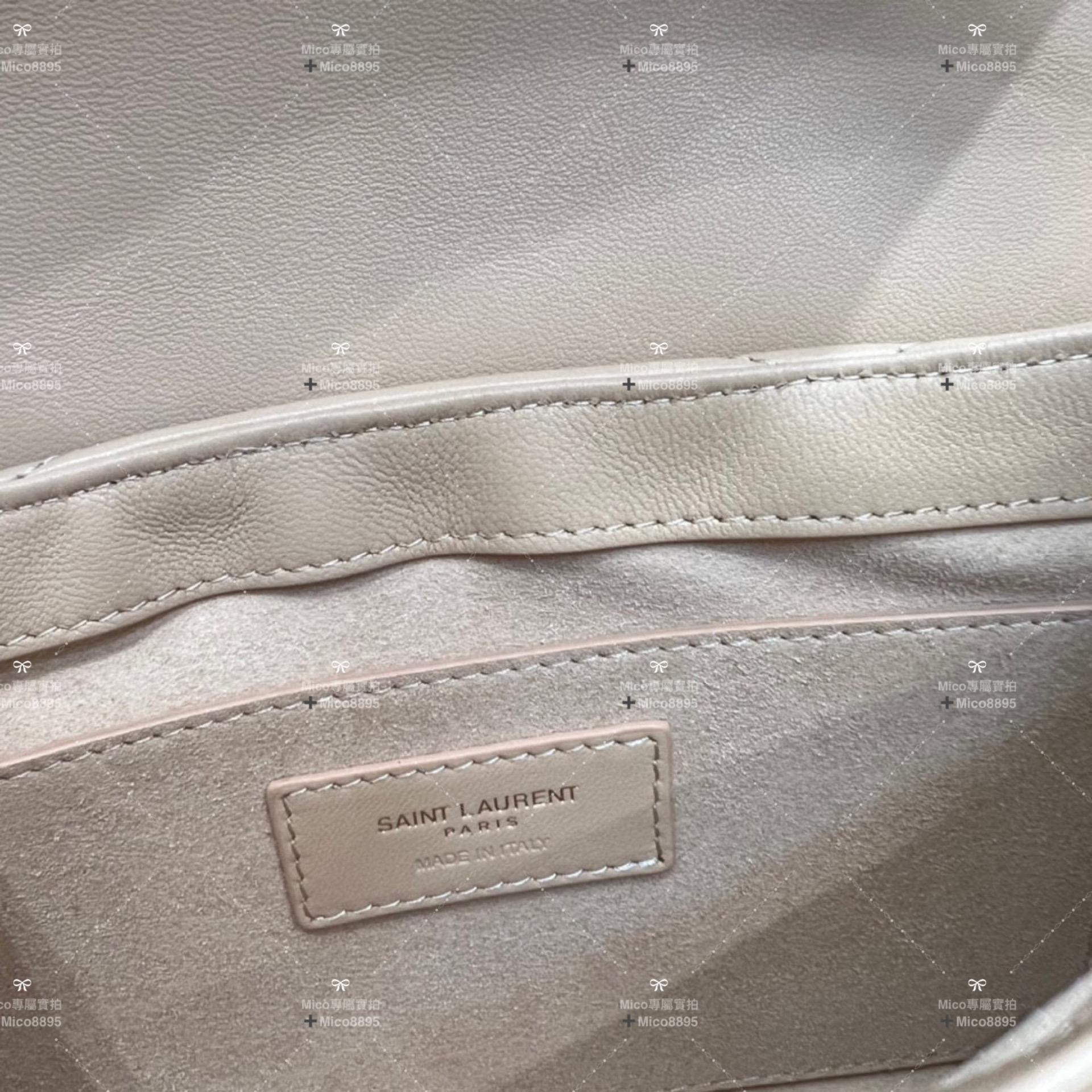 YSL Saint Laurent LE 57系列 杏色小羊皮絎縫腋下包/肩背包 24cm