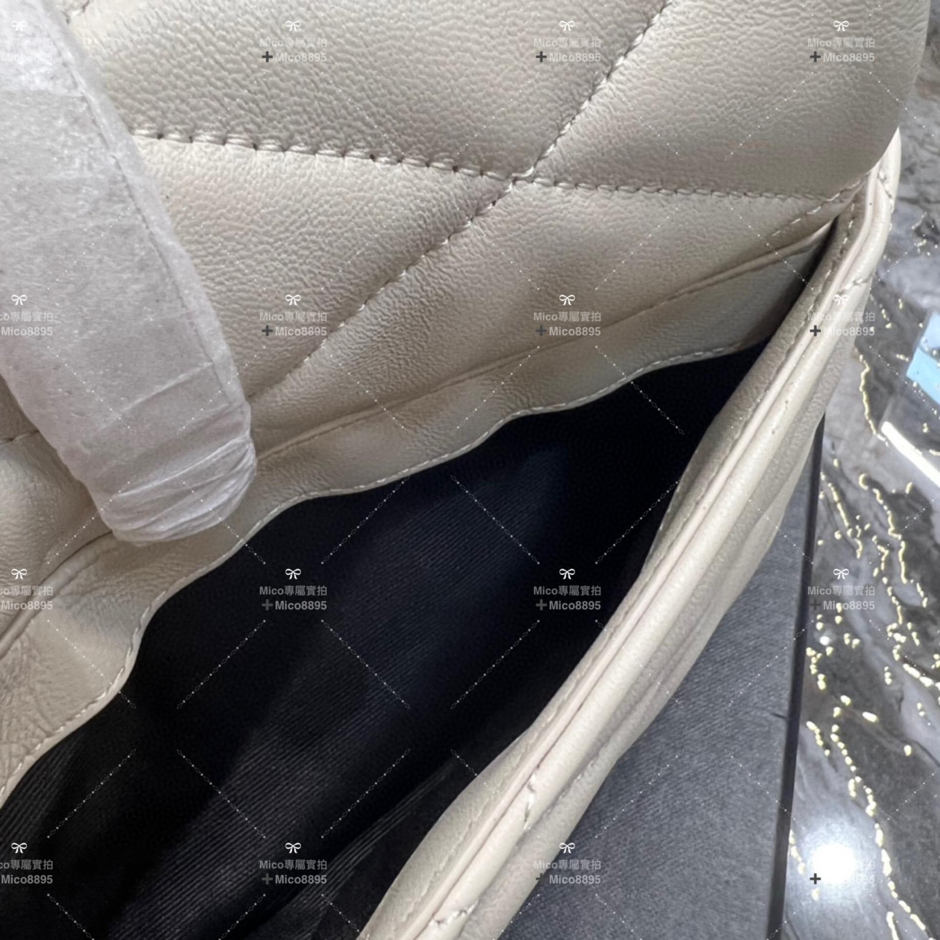 YSL Saint Laurent LE 57系列 奶油白 小羊皮絎縫腋下包/肩背包 24cm