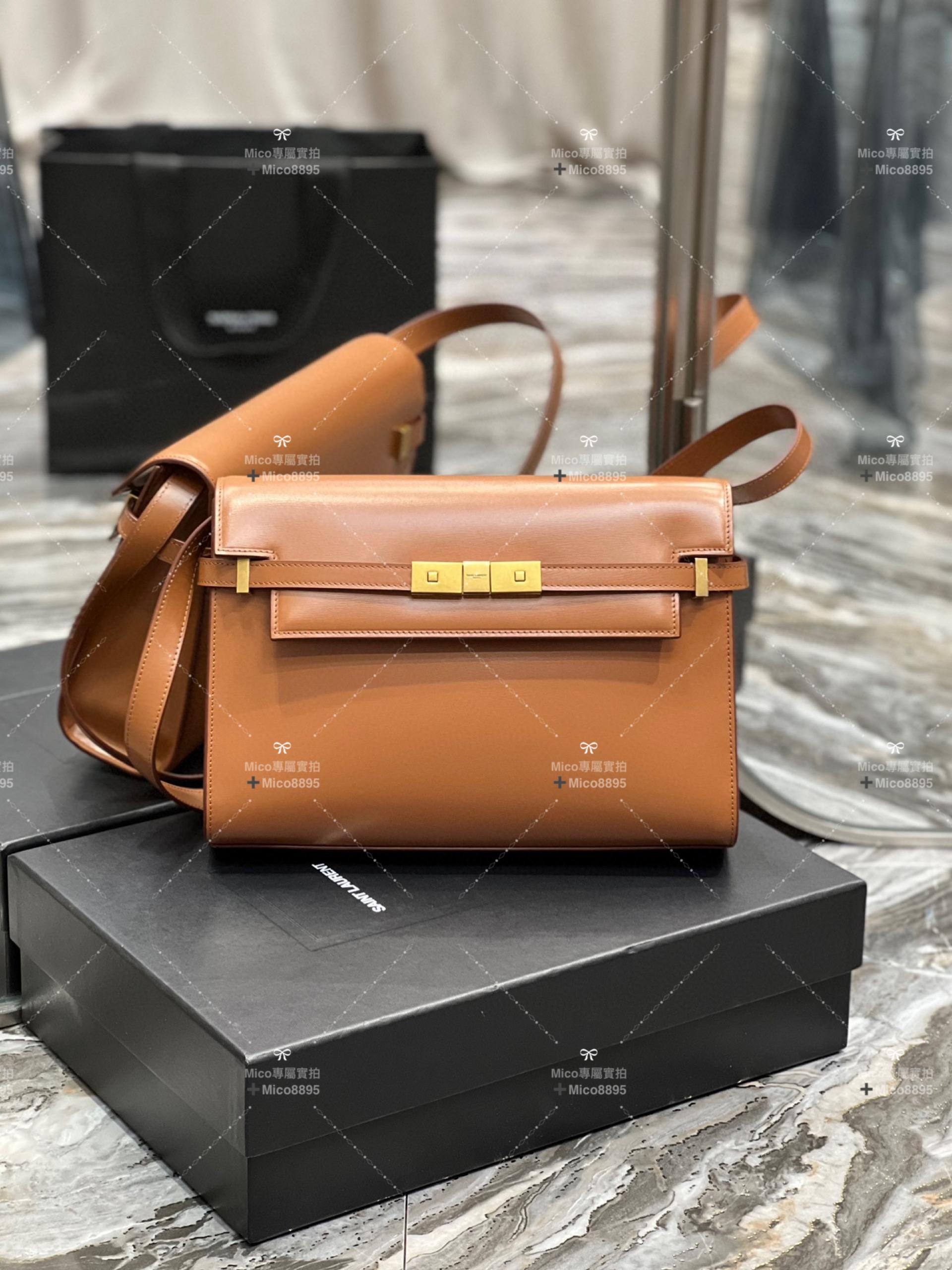 Saint Laurent 聖羅蘭 焦糖色牛皮 Manhattan 曼哈頓 單肩包 29cm