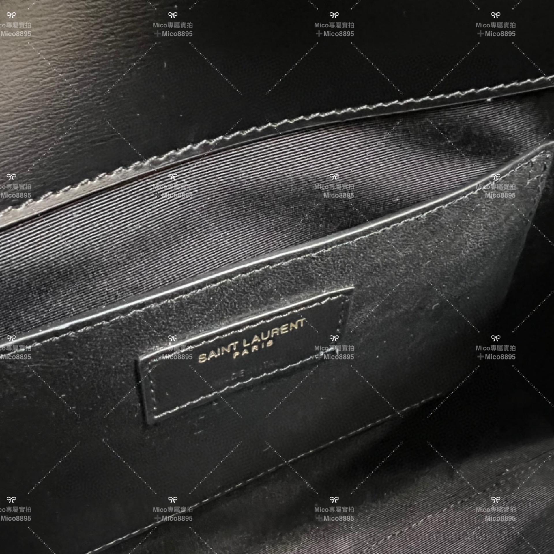 Saint Laurent 聖羅蘭 黑色牛皮/平紋 Manhattan 曼哈頓 單肩包 29cm