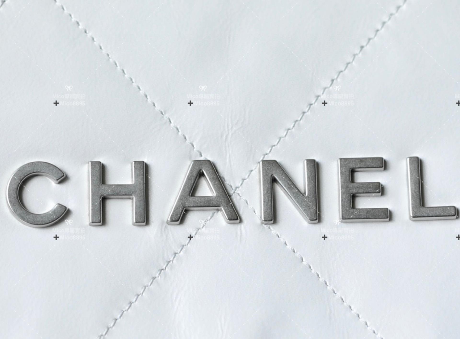 Chanel 爆款22Bag 白色/砂銀扣 ♥ 真皮 購物包/肩背包