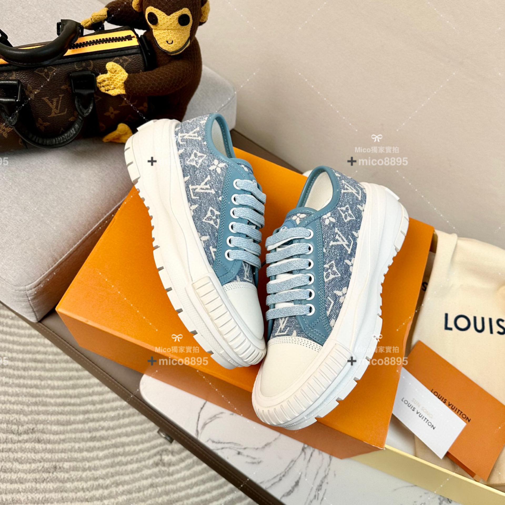 LV SQUAD 低筒老花帆布丹寧運動鞋 Monogram 丹寧布 35-39