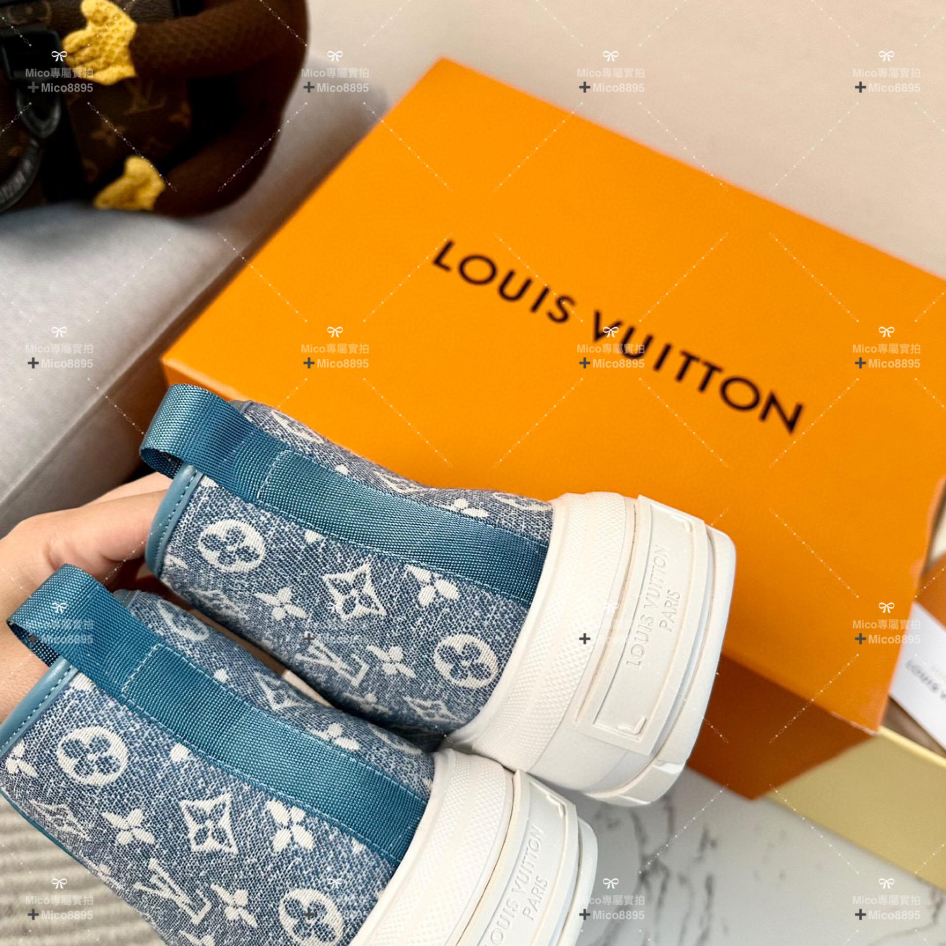 LV SQUAD 高筒 老花帆布丹寧運動鞋 Monogram 丹寧布 35-39