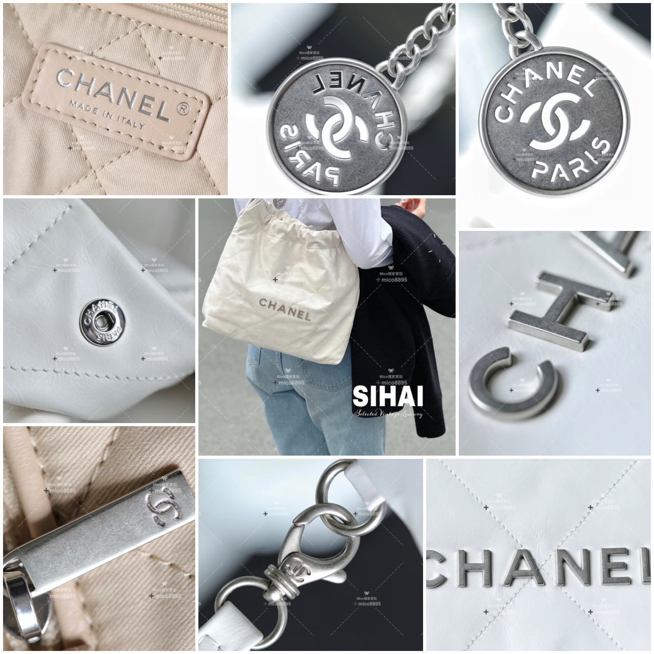 Chanel 火爆款 𝟮𝟮𝘀 |  小號 購物袋 22包/22Bag/白色/砂銀扣 ♥