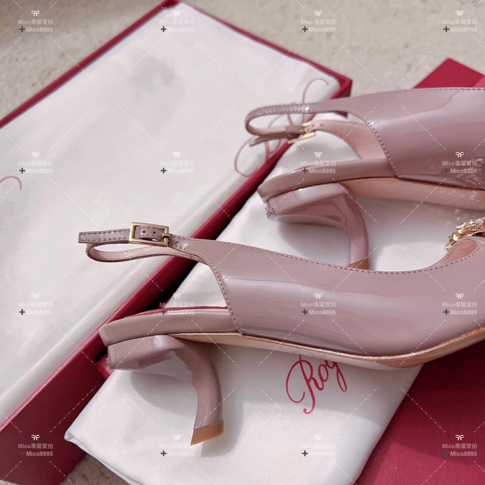 Roger Vivier RV Virgule鑽扣真絲低跟涼鞋 繫帶涼鞋 5.5cm 35-39碼 🉑️訂34、40