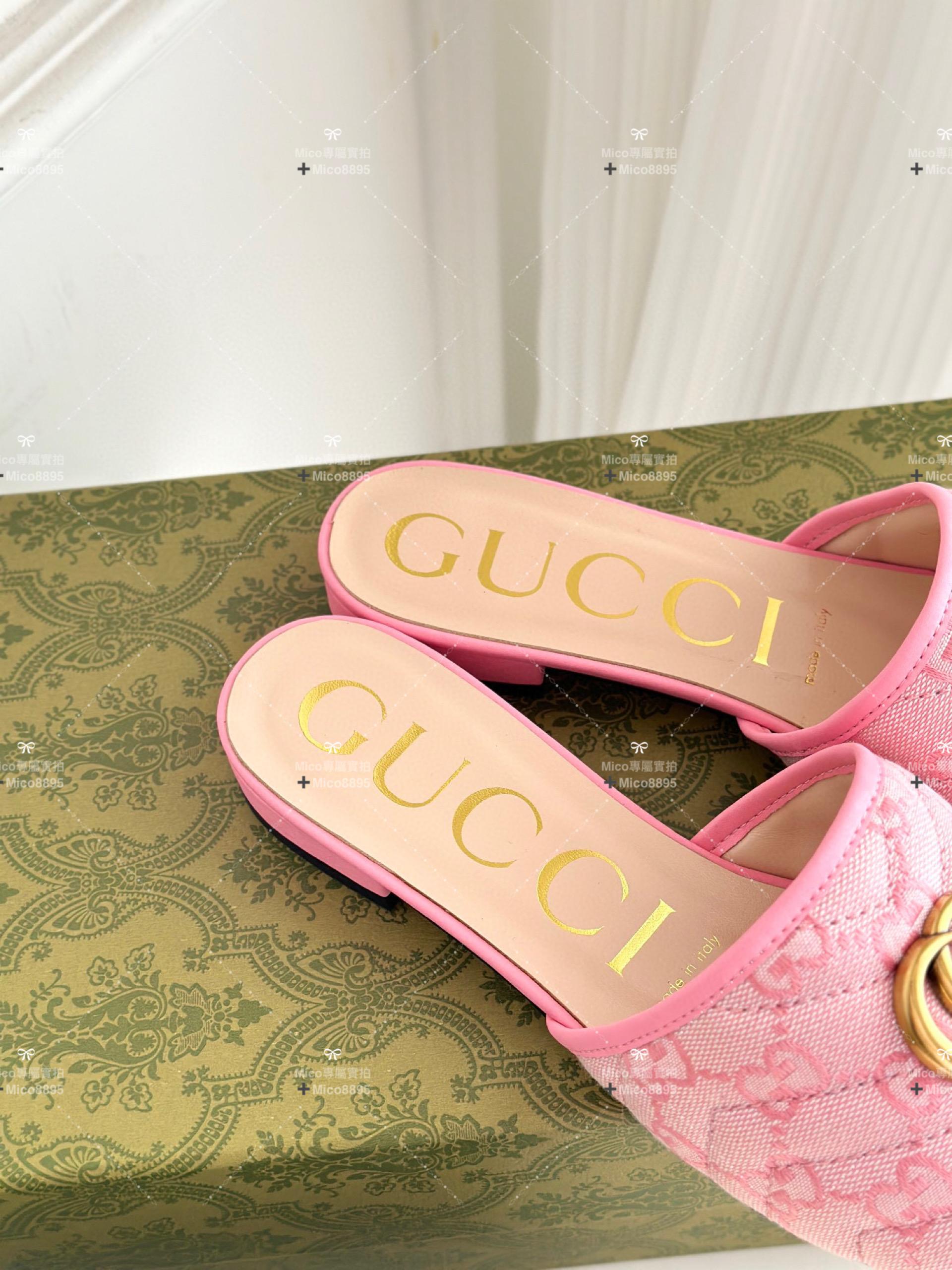 GUCCI 微方頭 帆布面料拖鞋 35-39