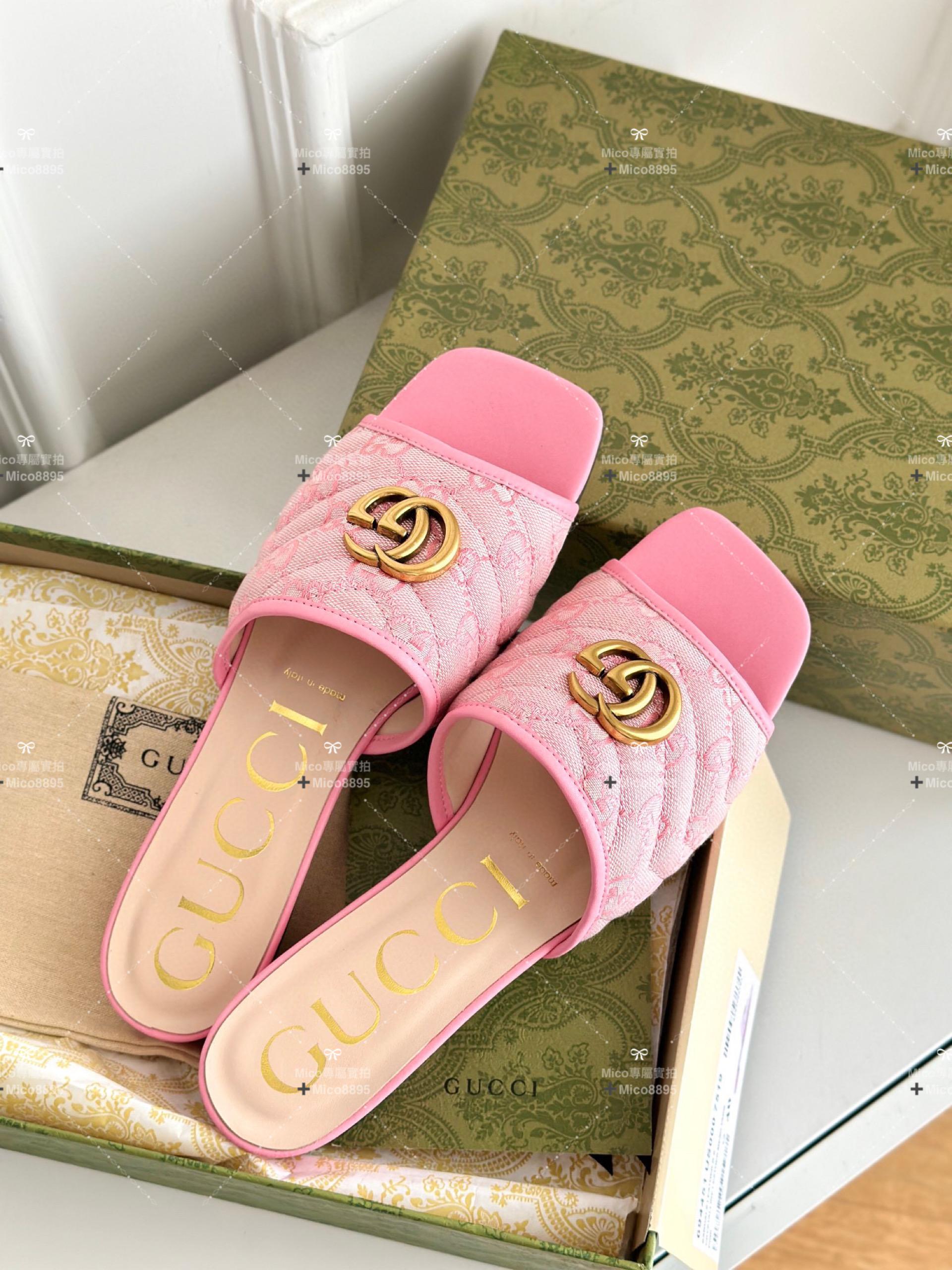 GUCCI 微方頭 帆布面料拖鞋 35-39