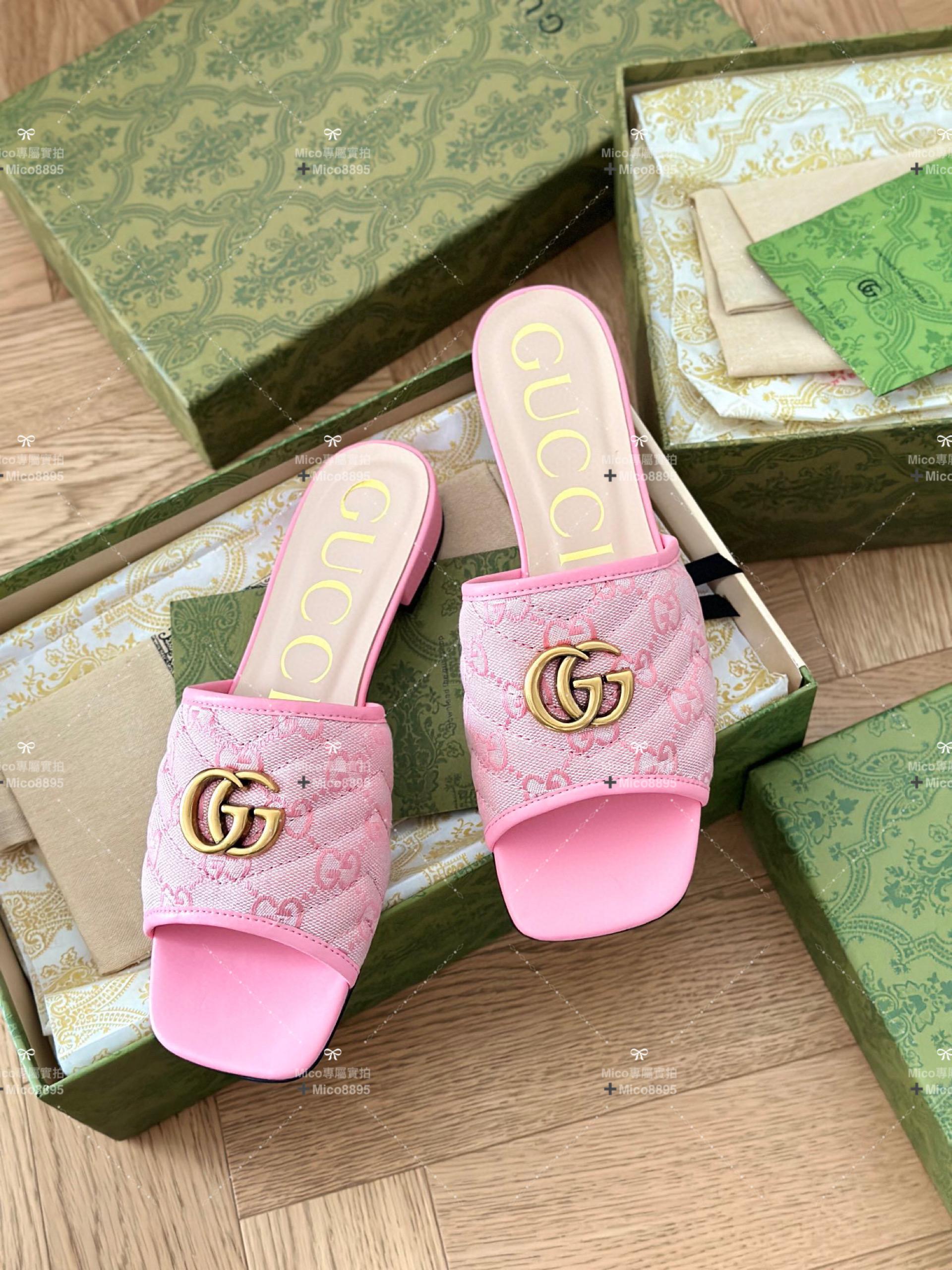 GUCCI 微方頭 帆布面料拖鞋 35-39