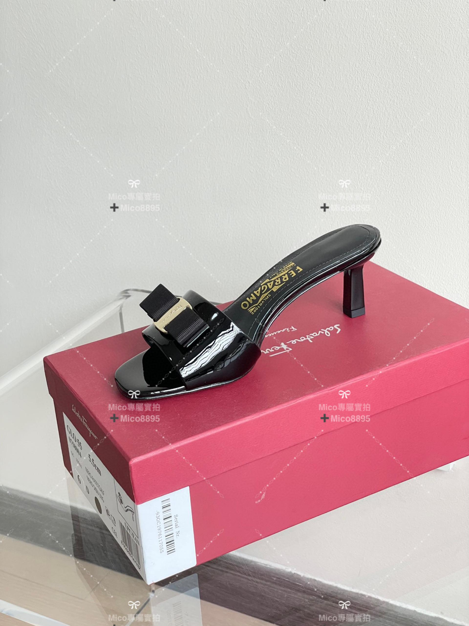 Salvatore Ferragamo 經典漆皮 果凍涼鞋/拖鞋 跟高5.5cm 可訂34-40