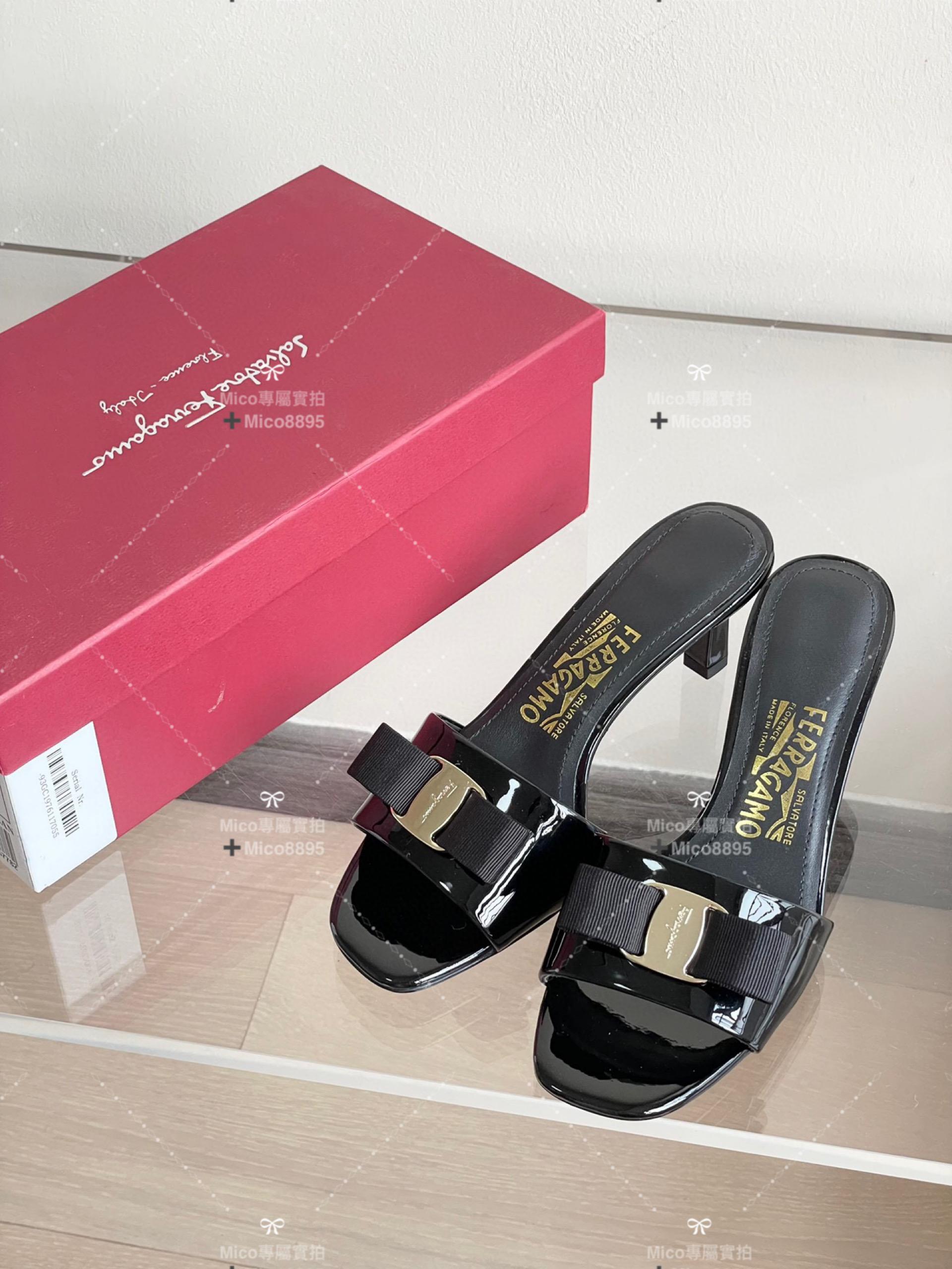 Salvatore Ferragamo 經典漆皮 果凍涼鞋/拖鞋 跟高5.5cm 可訂34-40