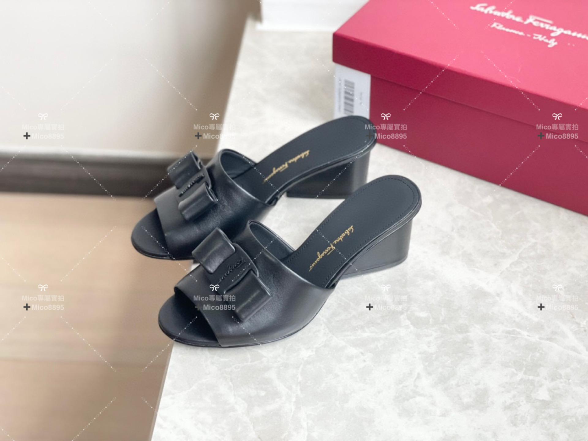 Salvatore Ferragamo Viva系列 粗跟露趾拖鞋/涼鞋 5.5cm 34-40