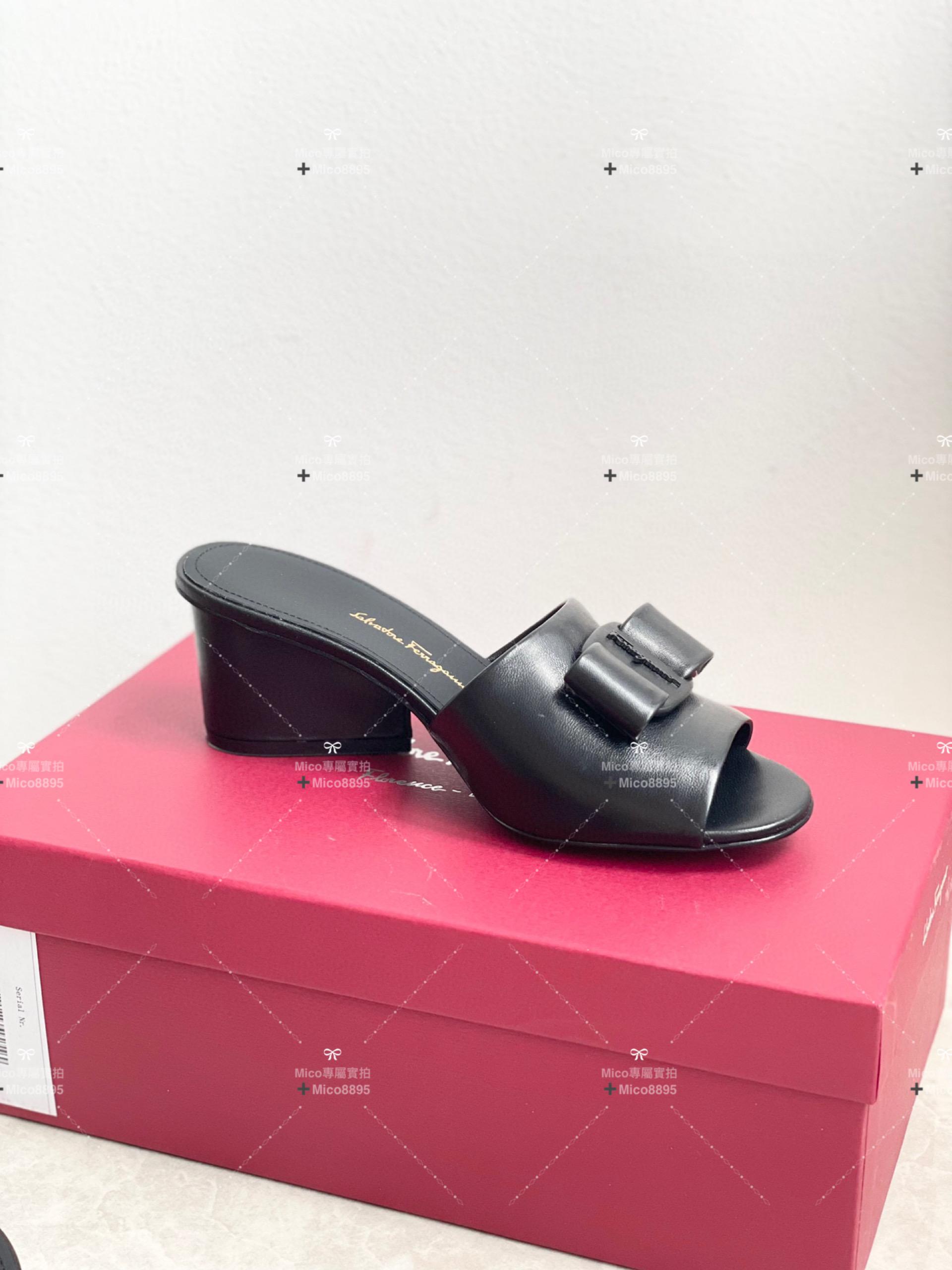 Salvatore Ferragamo Viva系列 粗跟露趾拖鞋/涼鞋 5.5cm 34-40