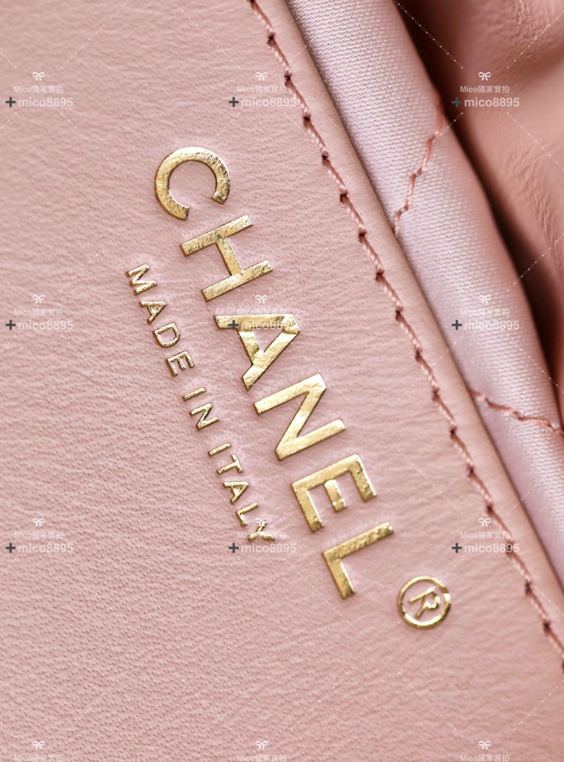 CHANEL 𝖬𝗂𝗇𝗂 𝟤𝟤𝖡𝖺𝗀 淡粉色🌸 牛皮 斜跨包 限量顏色 櫻花粉