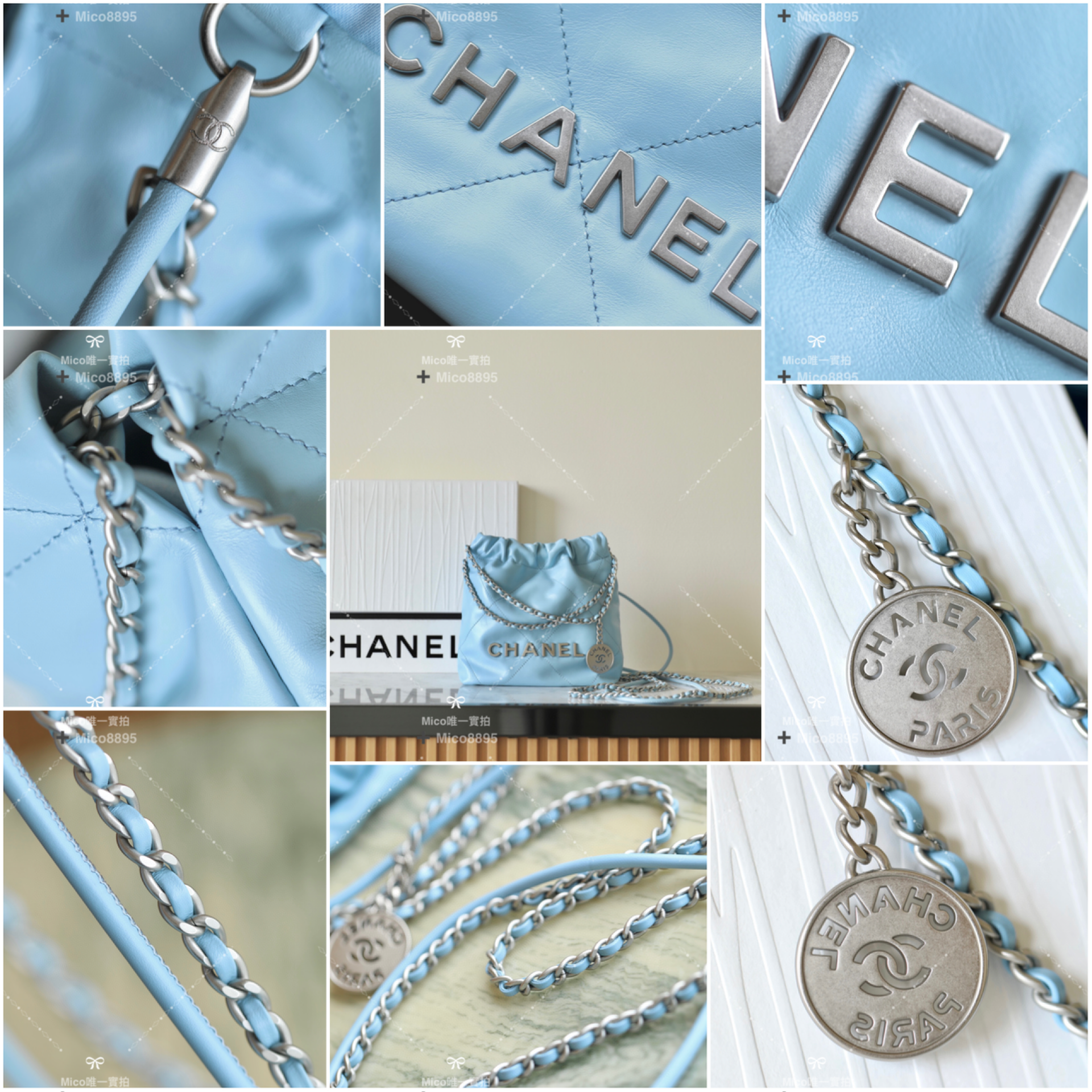 CHANEL 秀款 𝖬𝗂𝗇𝗂 𝟤𝟤𝖡𝖺𝗀 小牛皮 斜跨包 季節色/季節款 20cm