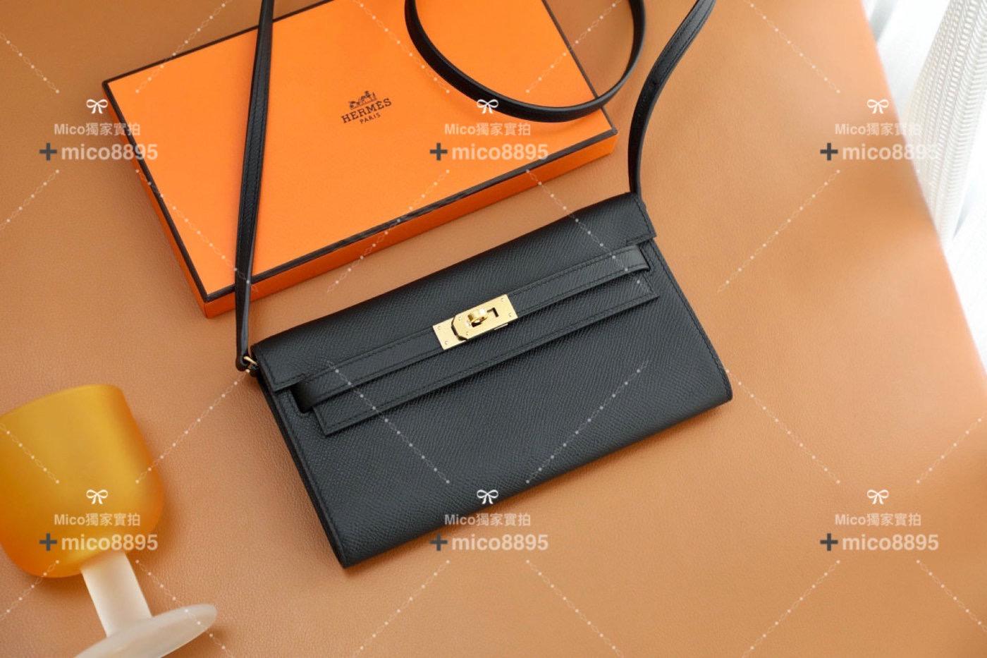 Hermes 愛馬仕 Kelly  togo/kelly woc Epsom皮/89 黑色 金扣