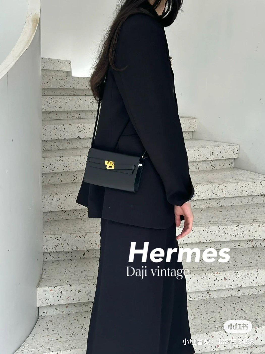 Hermes 愛馬仕 Kelly  togo/kelly woc Epsom皮/89 黑色 金扣