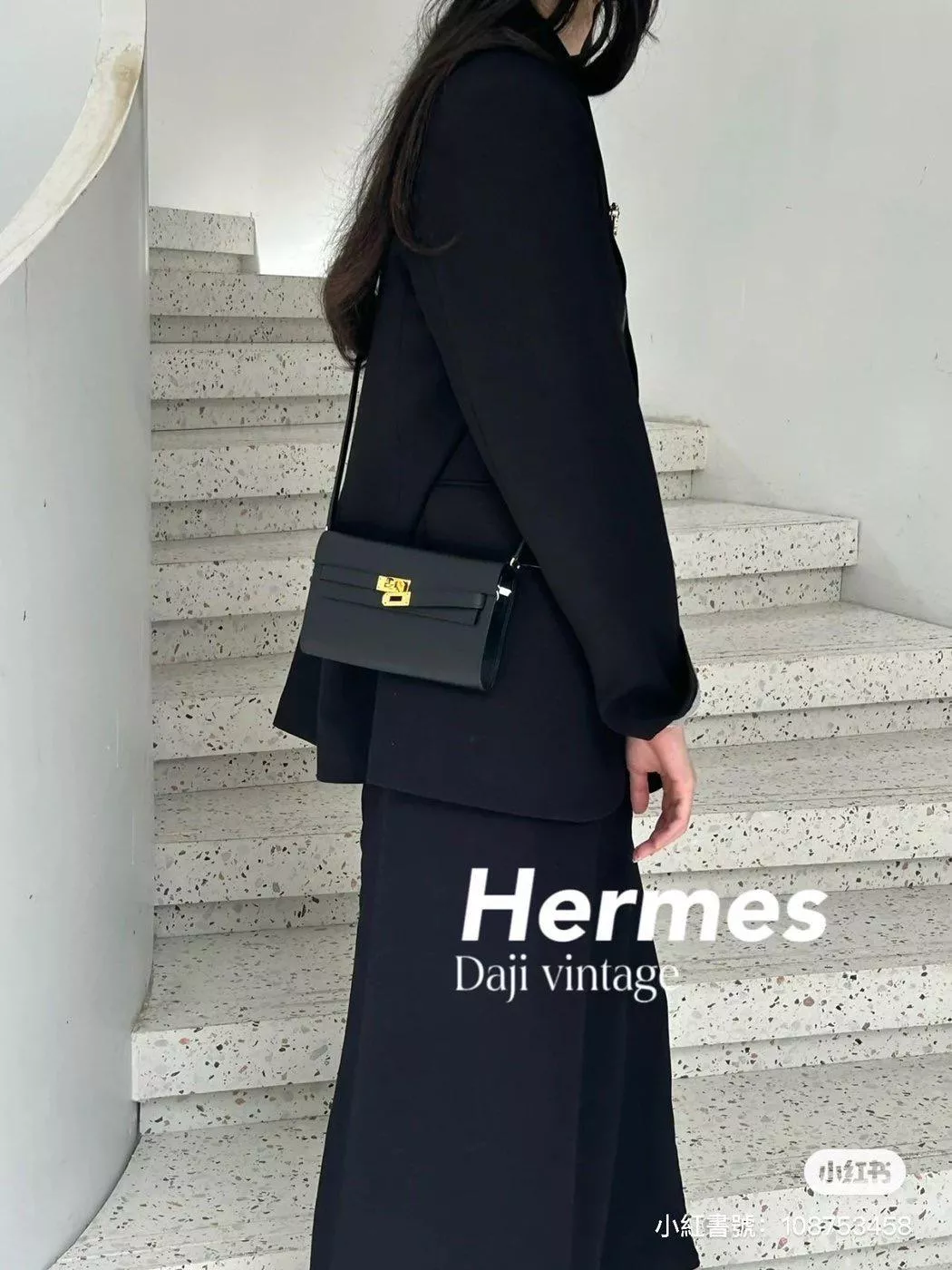 Hermes 愛馬仕 Kelly  togo/kelly woc Epsom皮/89 黑色 金扣