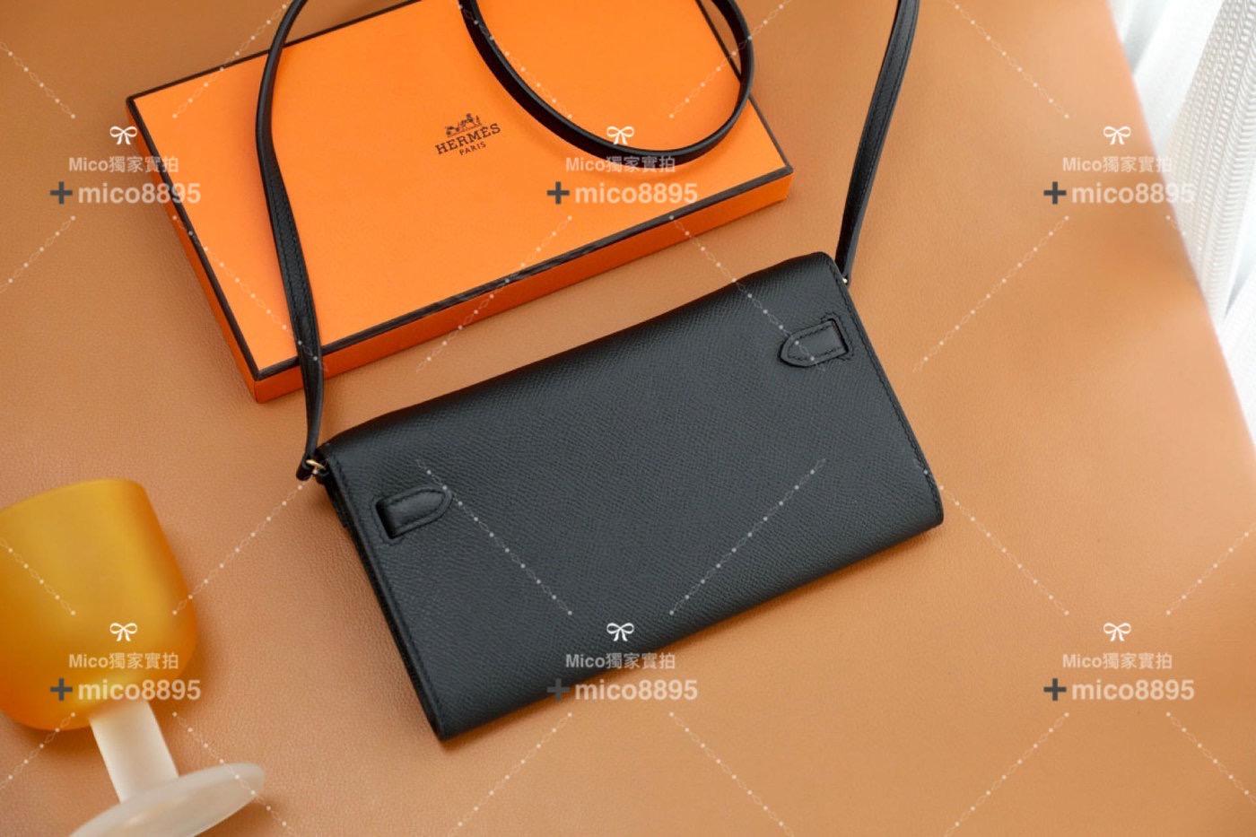 Hermes 愛馬仕 Kelly  togo/kelly woc Epsom皮/89 黑色 金扣