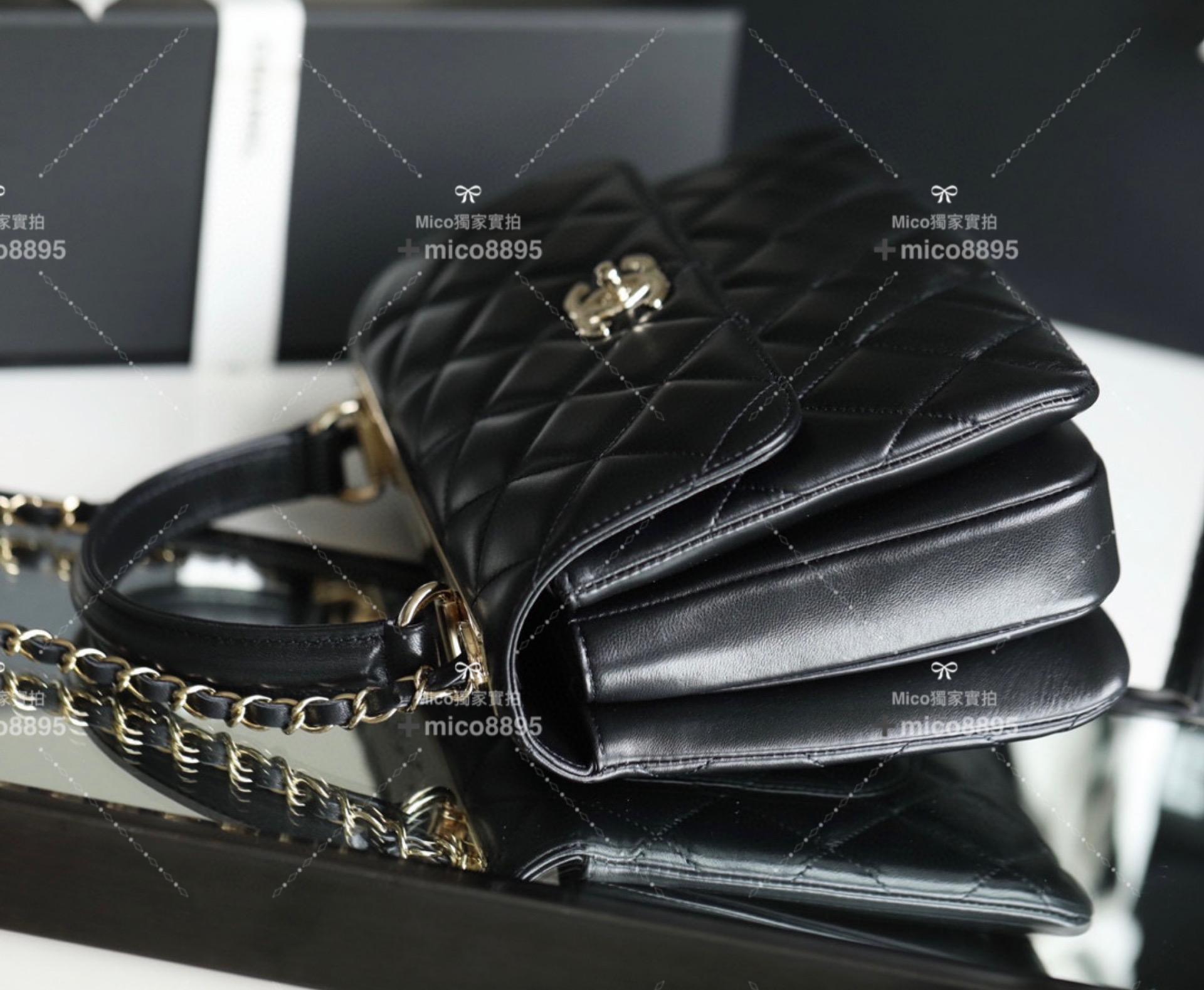 CHANEL Trendy cc 菱格紋♥手提 肩背包/小羊皮/淡金釦 25cm