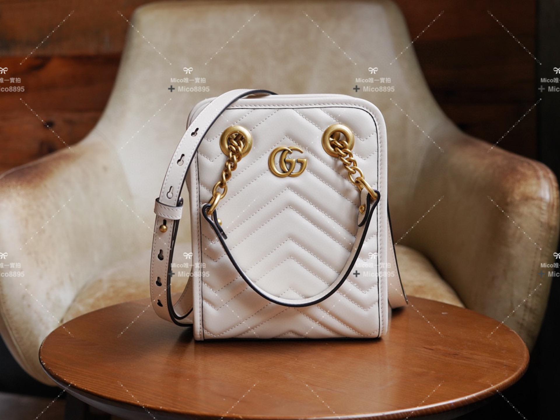 GUCCI 𝐌𝐚𝐫𝐦𝐨𝐧𝐭系列 奶白色 tote 竪型迷你手袋