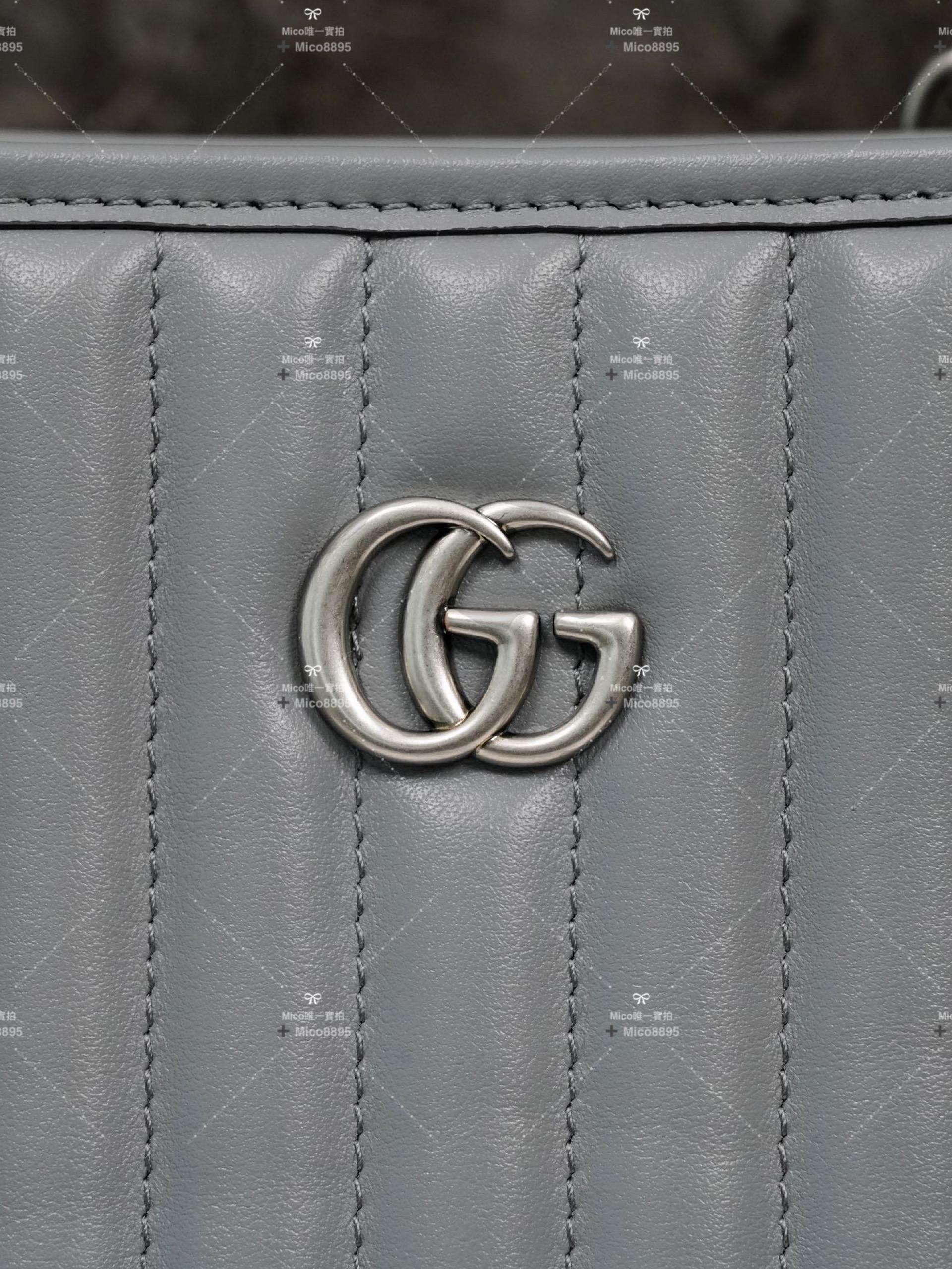 GUCCI Mormont系列 灰色幾何托特包 26cm