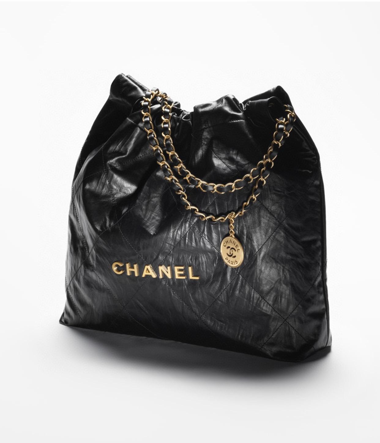 CHANEL 𝟐𝟑𝐀手工坊新品 𝟤𝟤𝖡𝖺𝗀褶皺小牛皮 購物袋 通勤包 ♥ 黑色 小號 尺寸：𝟥𝟧*𝟥𝟩*𝟩 𝖢𝖬