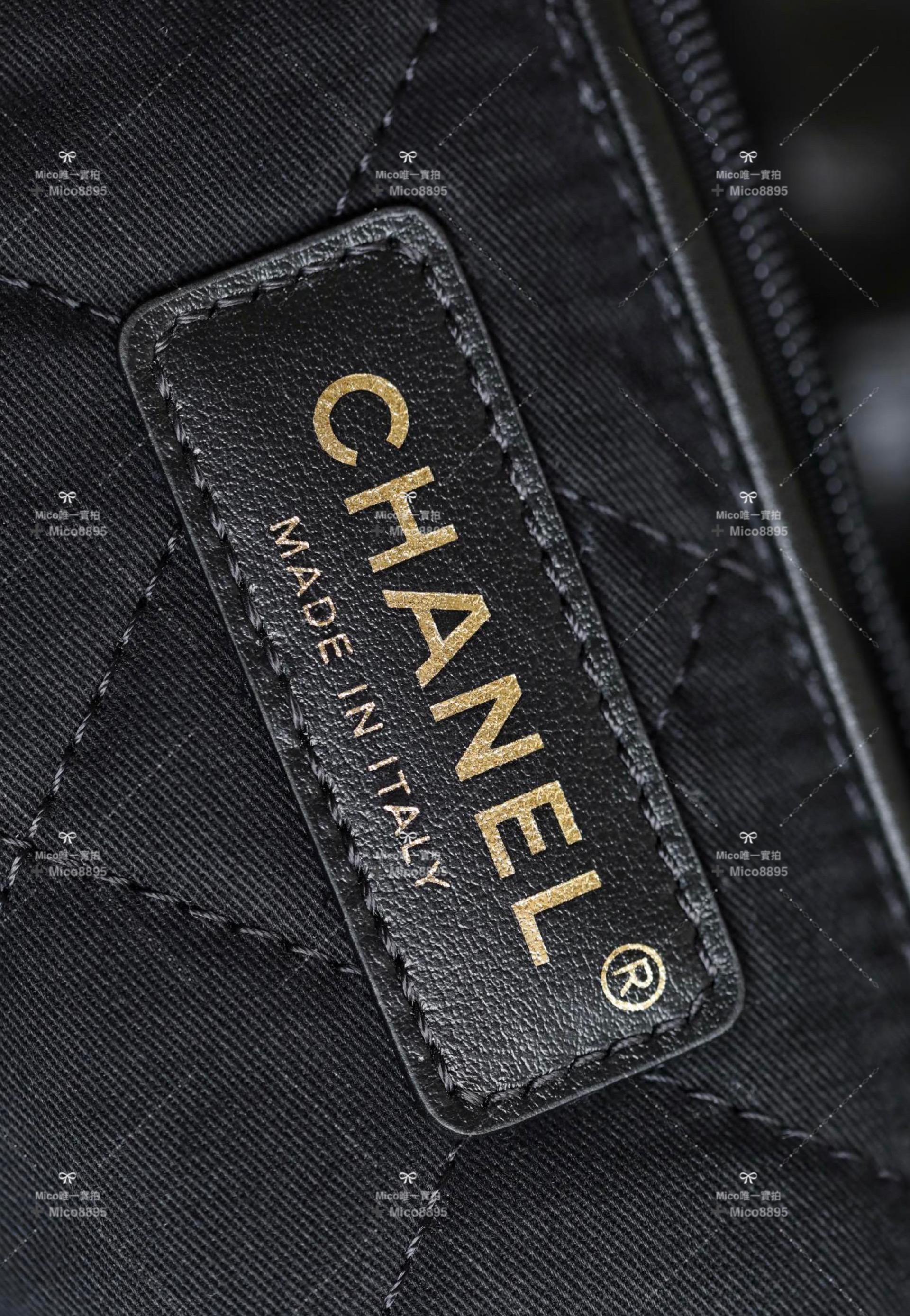 CHANEL 𝟐𝟑𝐀手工坊新品 𝟤𝟤𝖡𝖺𝗀褶皺小牛皮 購物袋 通勤包 ♥ 黑色 小號 尺寸：𝟥𝟧*𝟥𝟩*𝟩 𝖢𝖬