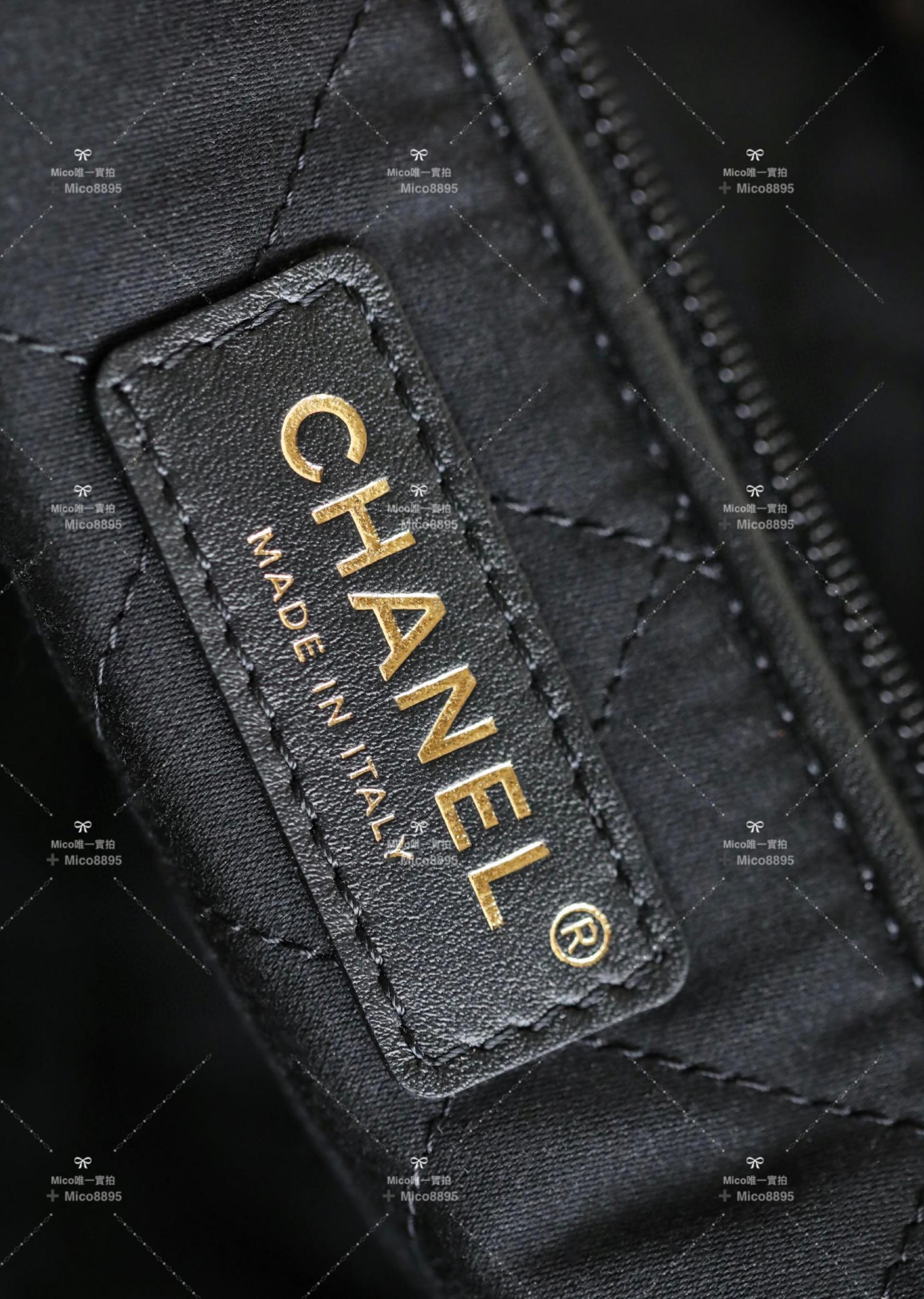 CHANEL 𝟐𝟑𝐀手工坊新品 中號 𝟤𝟤𝖡𝖺𝗀褶皺小牛皮 購物袋 通勤包 ♥ 黑色