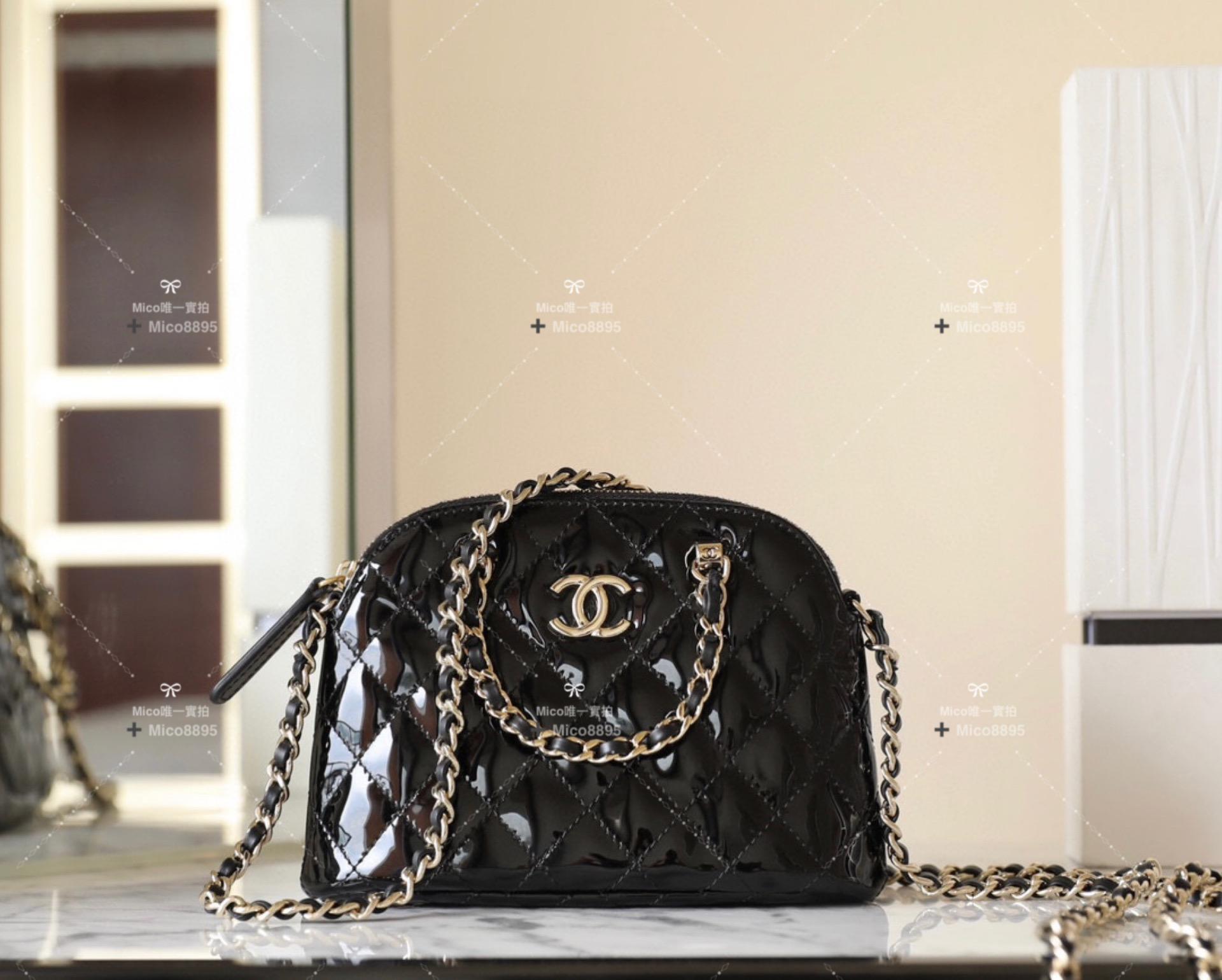 CHANEL 漆皮貝殼包 𝗺𝗶𝗻𝗶黑色🖤 小號/16cm