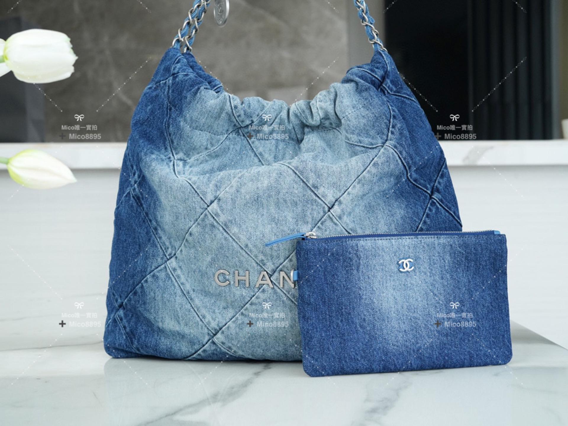 CHANEL 慵懶隨性風格 中號 丹寧/牛仔款 22Bag/22包 尺寸：39*42*8cm