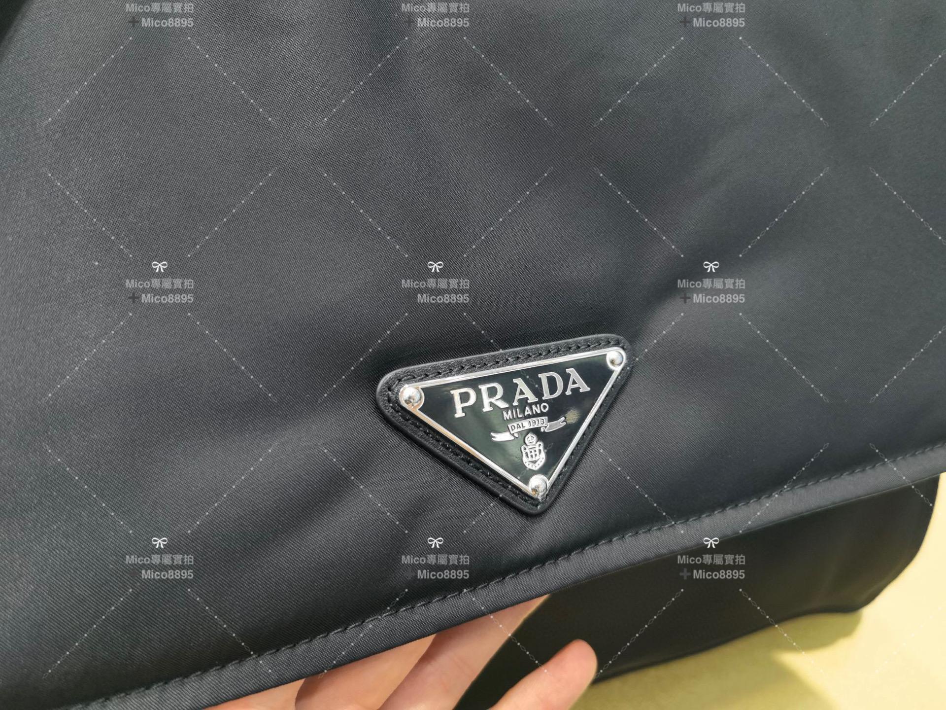 PRADA 大號 黑色 尼龍加襯斜挎包/郵差包/旅行包 男包/女包 Size:寬36x高28x底14cm