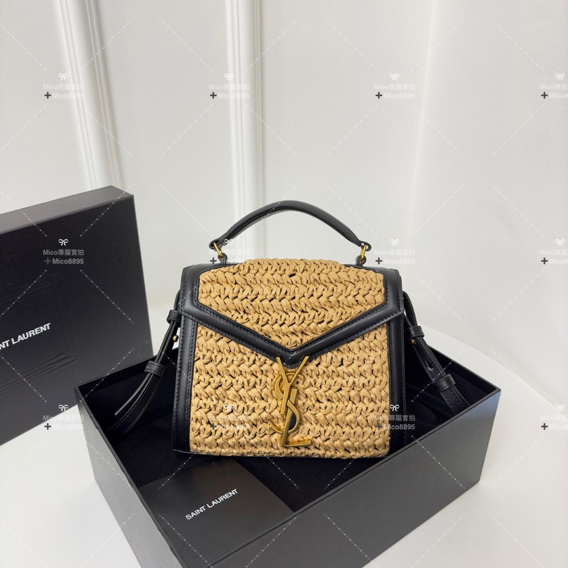 YSL 草編織系列 Cassandra 手提包 20cm