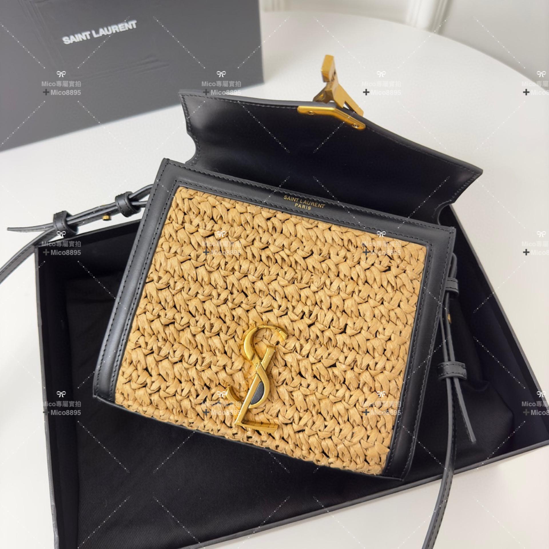 YSL 草編織系列 Cassandra 手提包 20cm