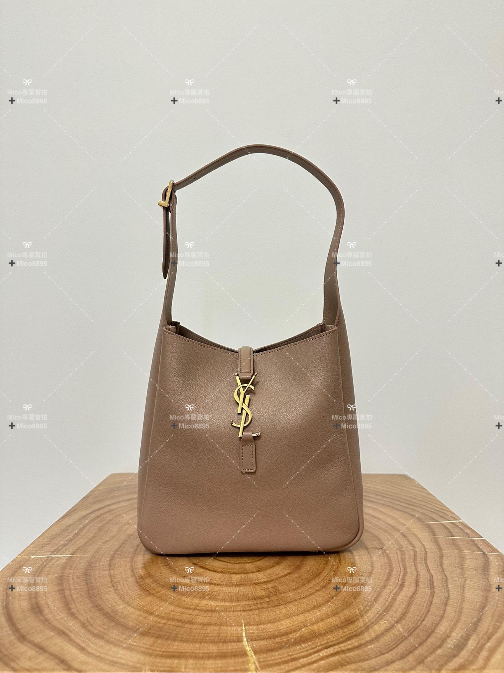 YSL 聖羅蘭 奶茶色 Le 5A7 Soft Hobo 腋下包/肩背包 牛皮 真皮 23cm