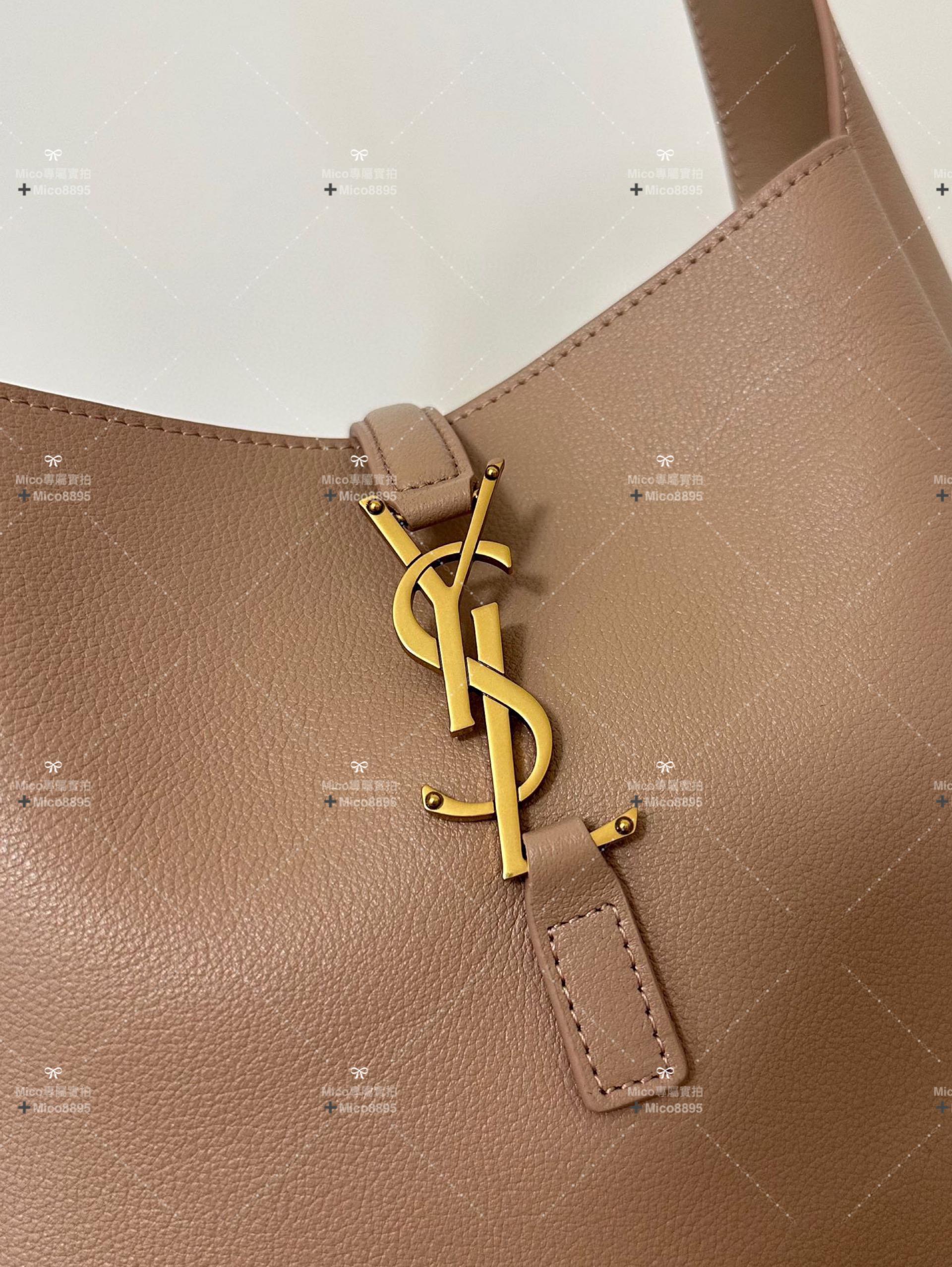 YSL 聖羅蘭 奶茶色 Le 5A7 Soft Hobo 腋下包/肩背包 牛皮 真皮 23cm