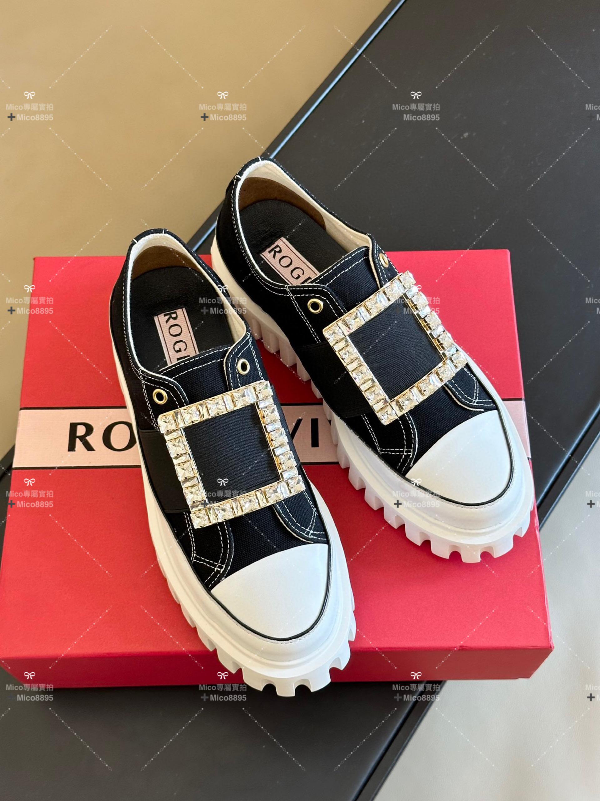 Roger Vivier RV new arrival 新款 水鑽方扣帆布鞋/厚底鞋 35-41