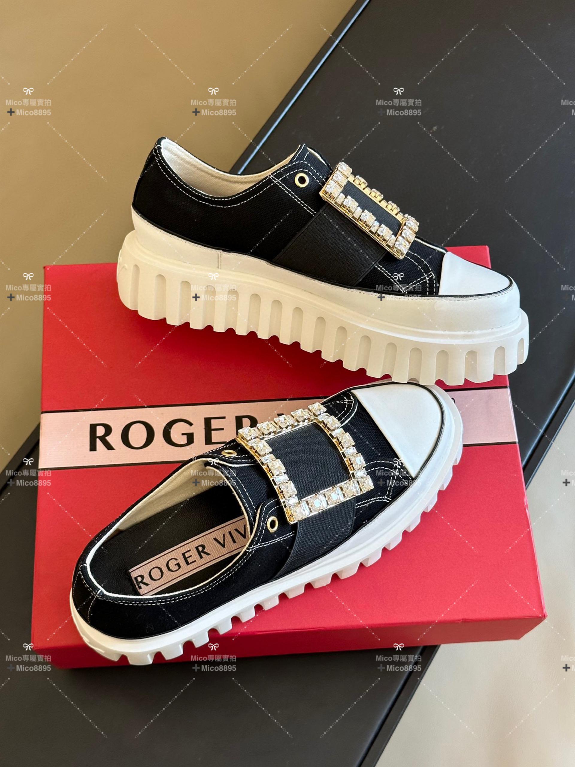 Roger Vivier RV new arrival 新款 水鑽方扣帆布鞋/厚底鞋 35-41