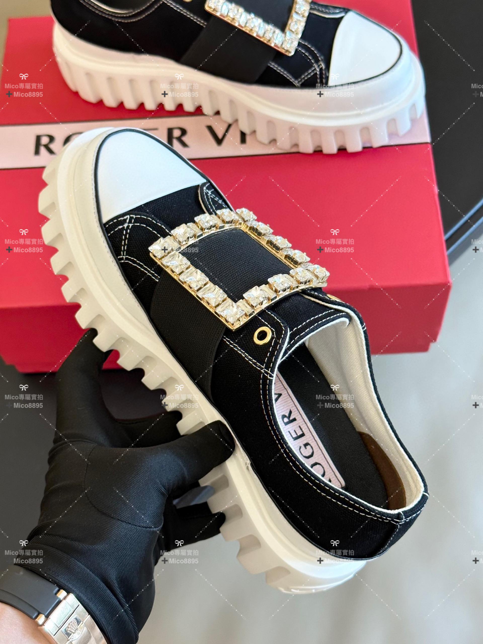 Roger Vivier RV new arrival 新款 水鑽方扣帆布鞋/厚底鞋 35-41