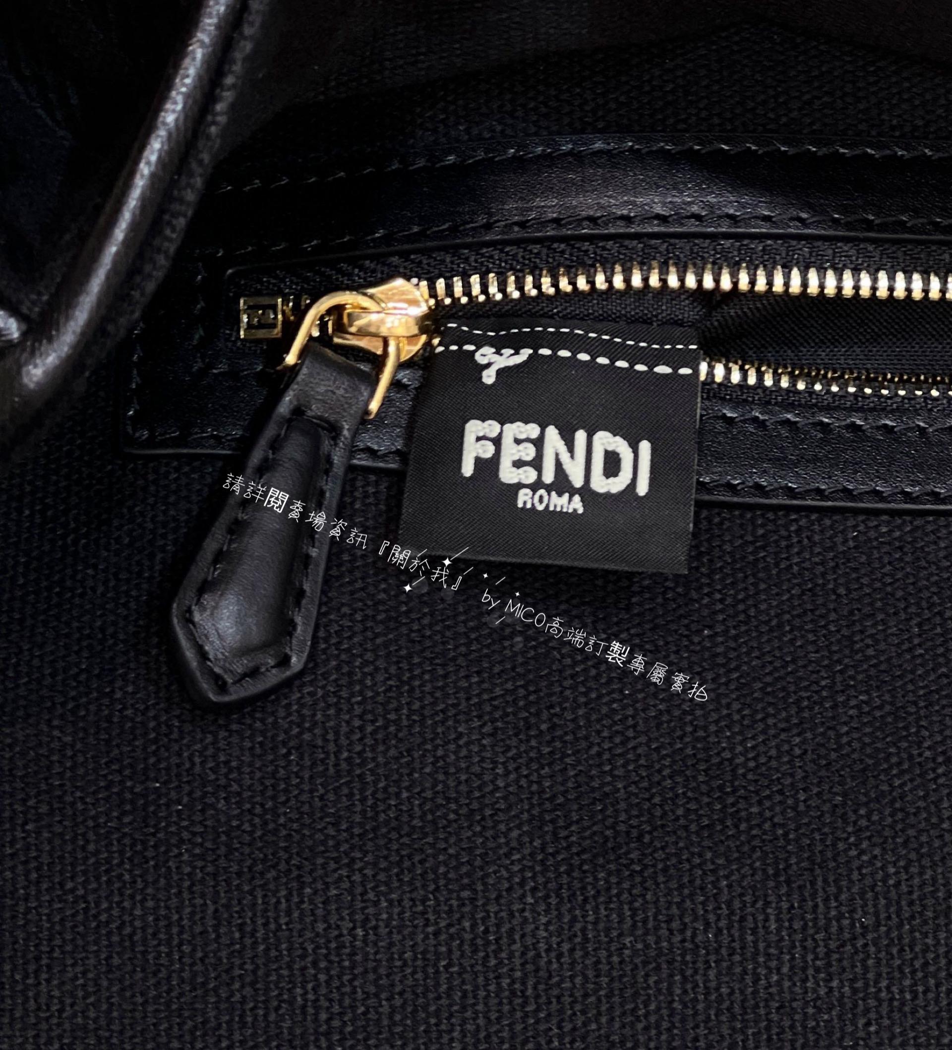 FENDI 火爆經典 經典黑色 FF帆布包款 Baguette 法棍包 28cm