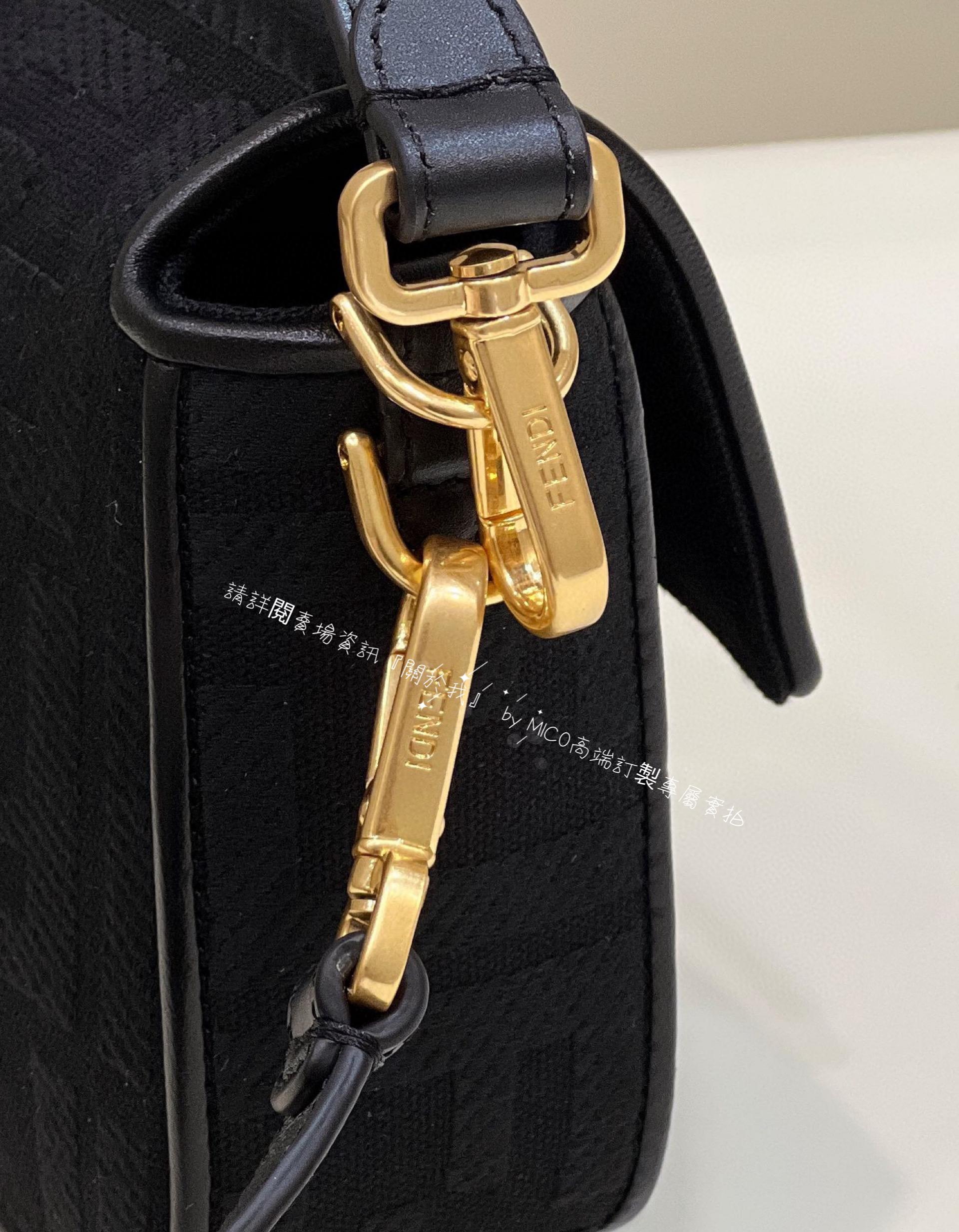 FENDI 火爆經典 經典黑色 FF帆布包款 Baguette 法棍包 28cm