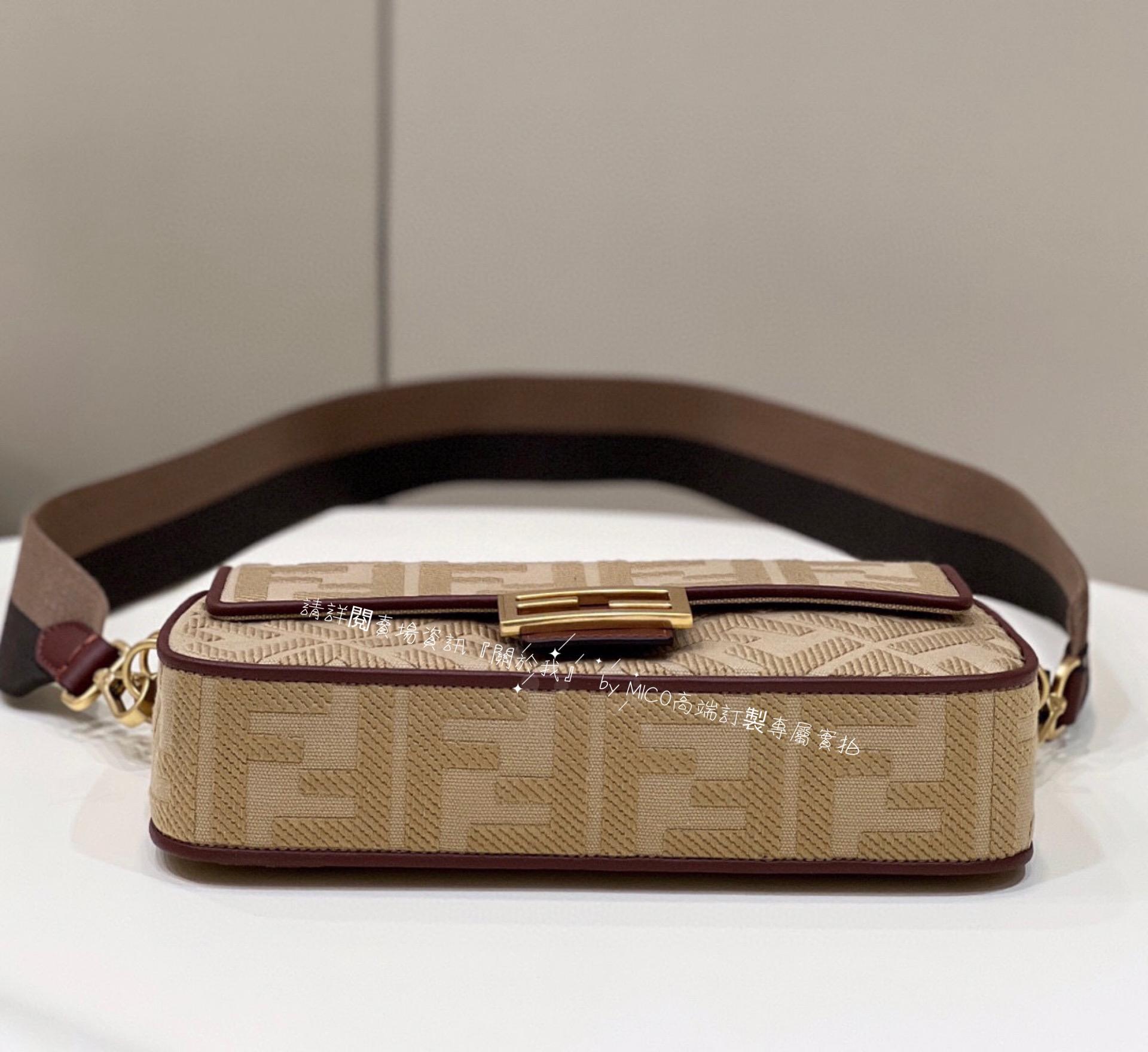 FENDI 經典 Baguette 法棍包 立體刺繡 杏色 27cm