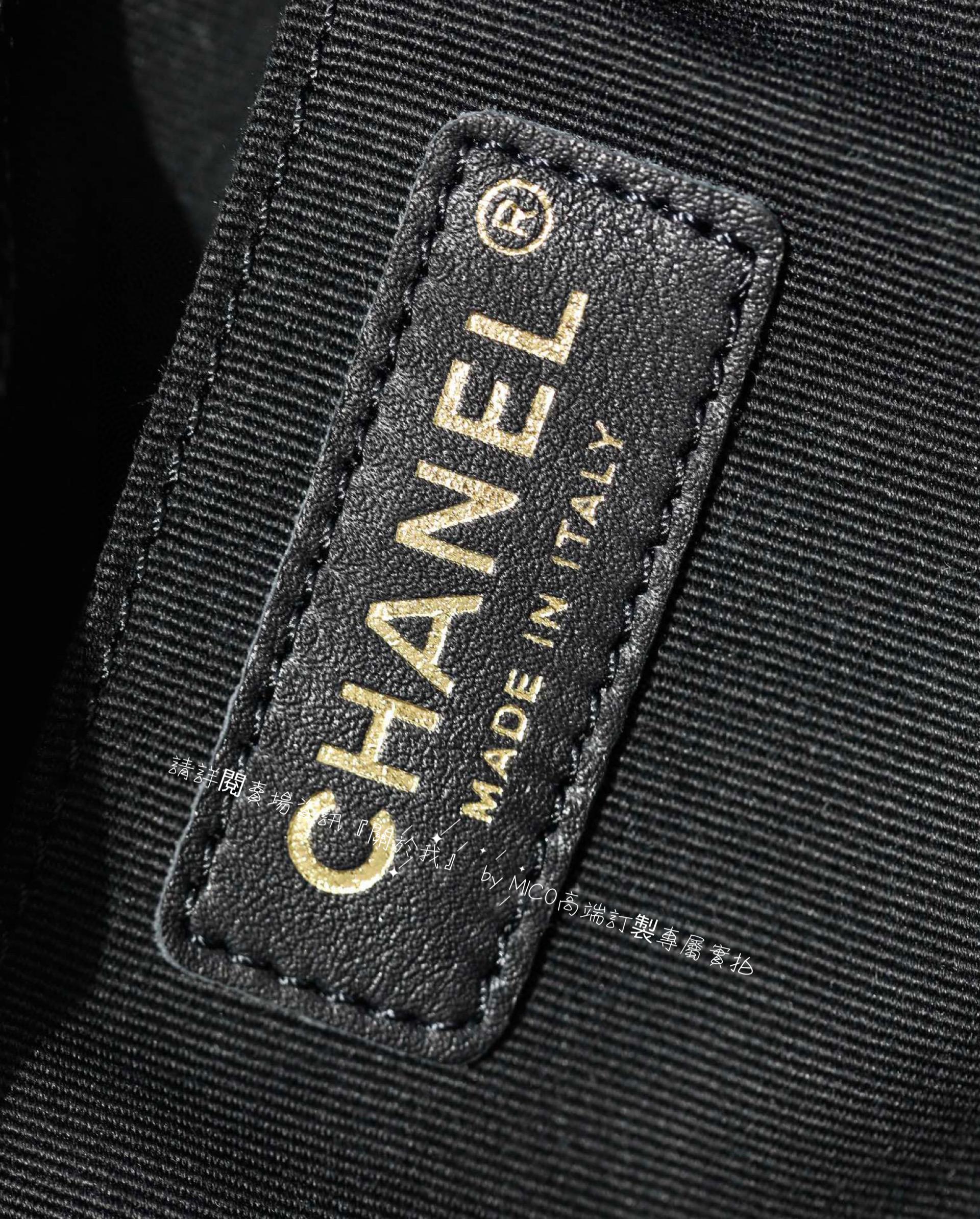 CHANEL 雙口袋青蛙背包 荔枝紋小牛皮/大號/淡金釦 20.5cm