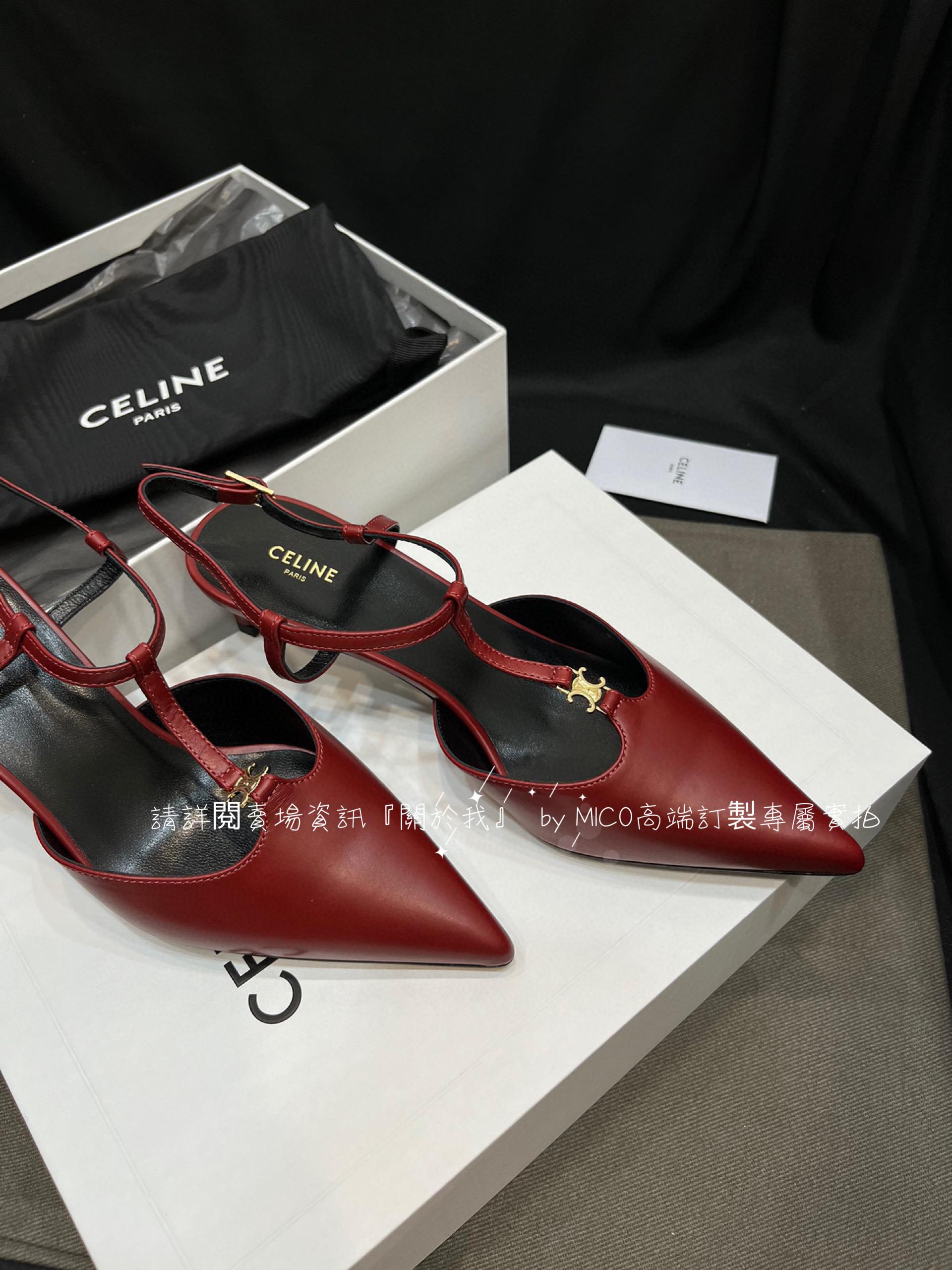 Celine／復古尖頭小貓跟 低跟鞋/跟鞋 35-40